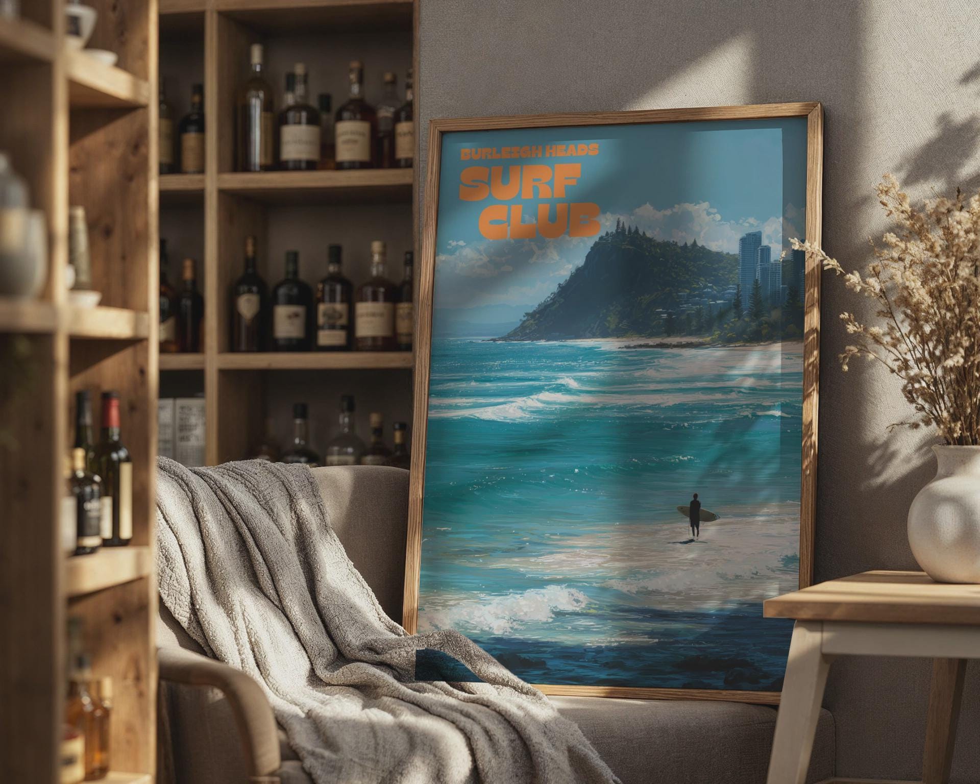 Burleigh Heads Surf Club Print Coastal Wall Art - Travel Wall Art