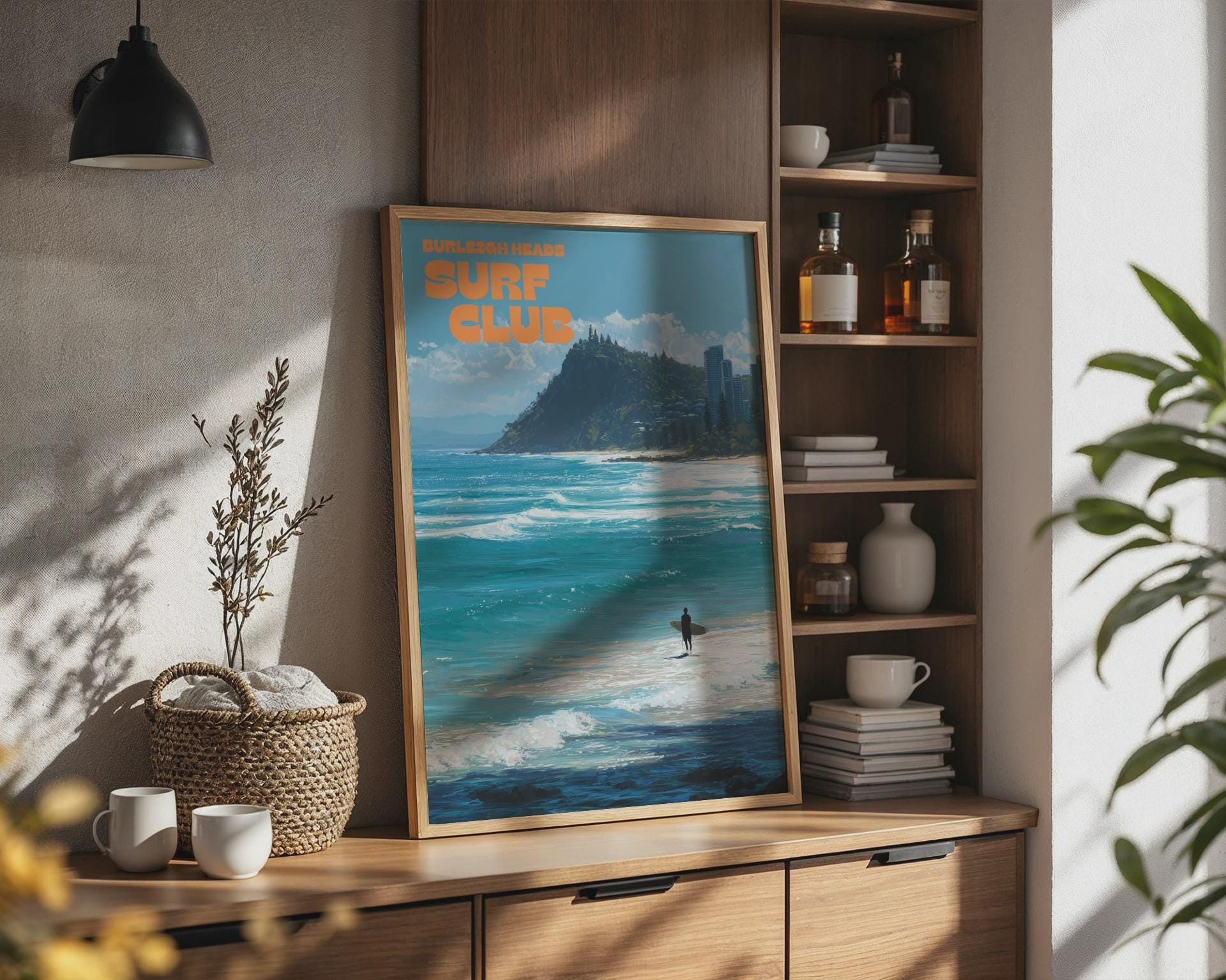 Burleigh Heads Surf Club Print Coastal Wall Art - Travel Wall Art
