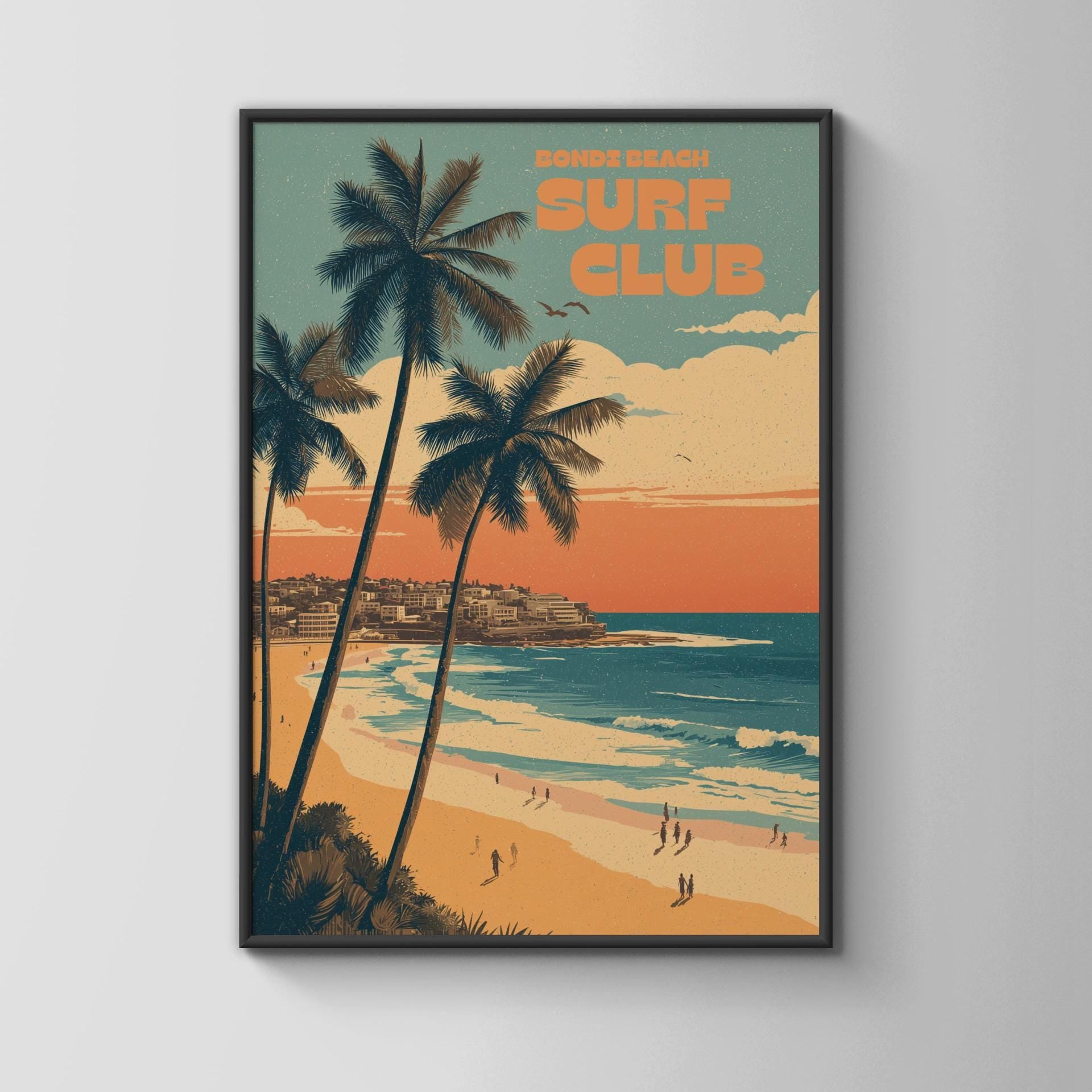 Bondi Beach Surf Club Poster Wall Art - Travel Wall Art