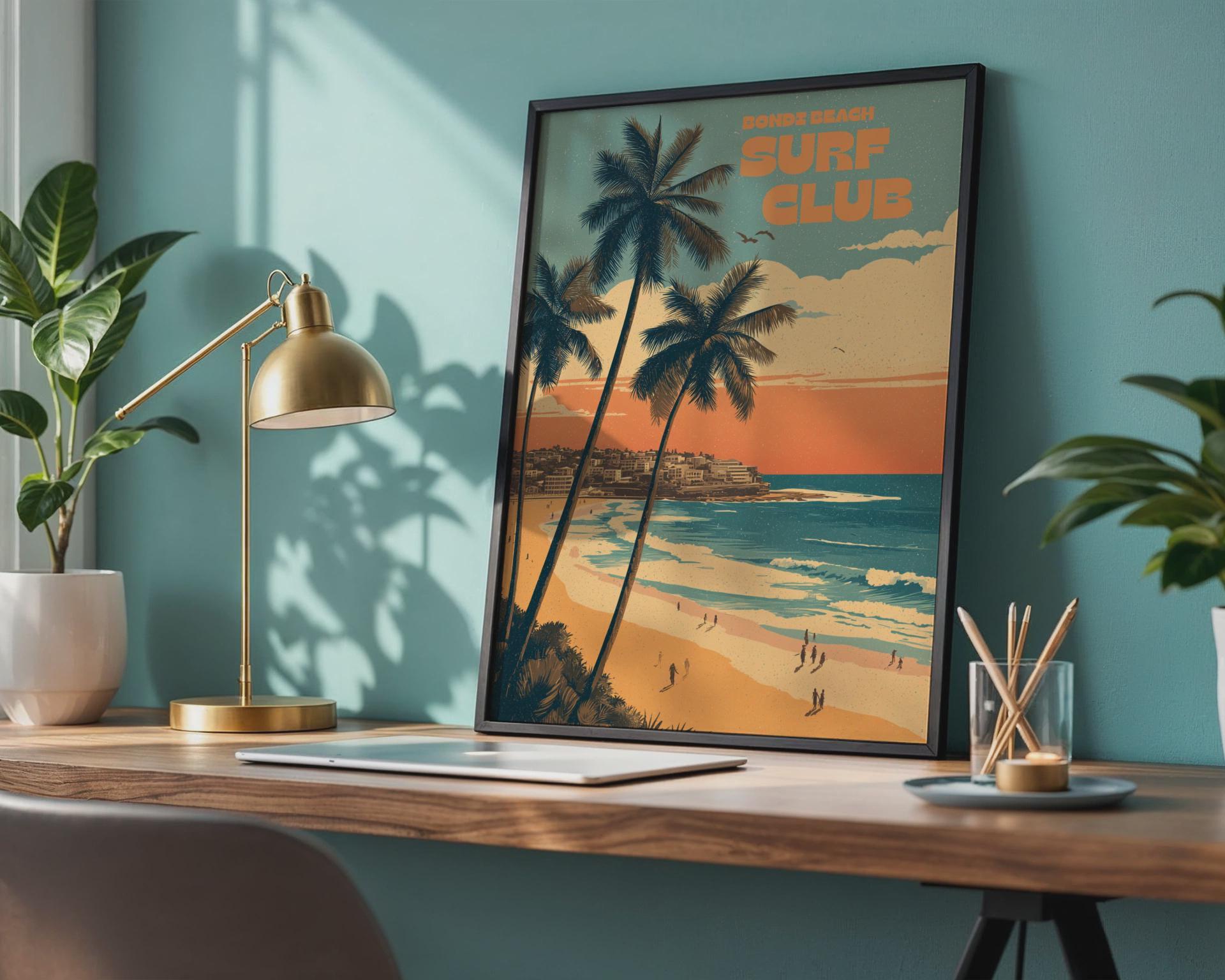 Bondi Beach Surf Club Poster Wall Art - Travel Wall Art