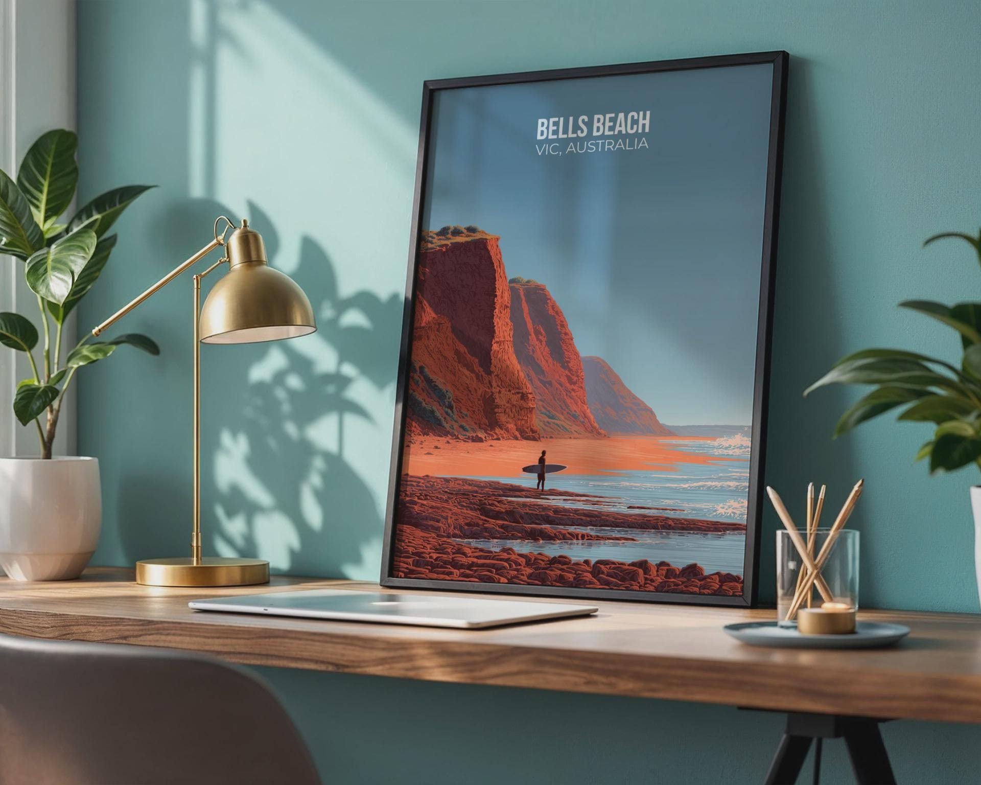 Bells Beach Vic Australia Coastal Poster Art Print - Travel Wall Art