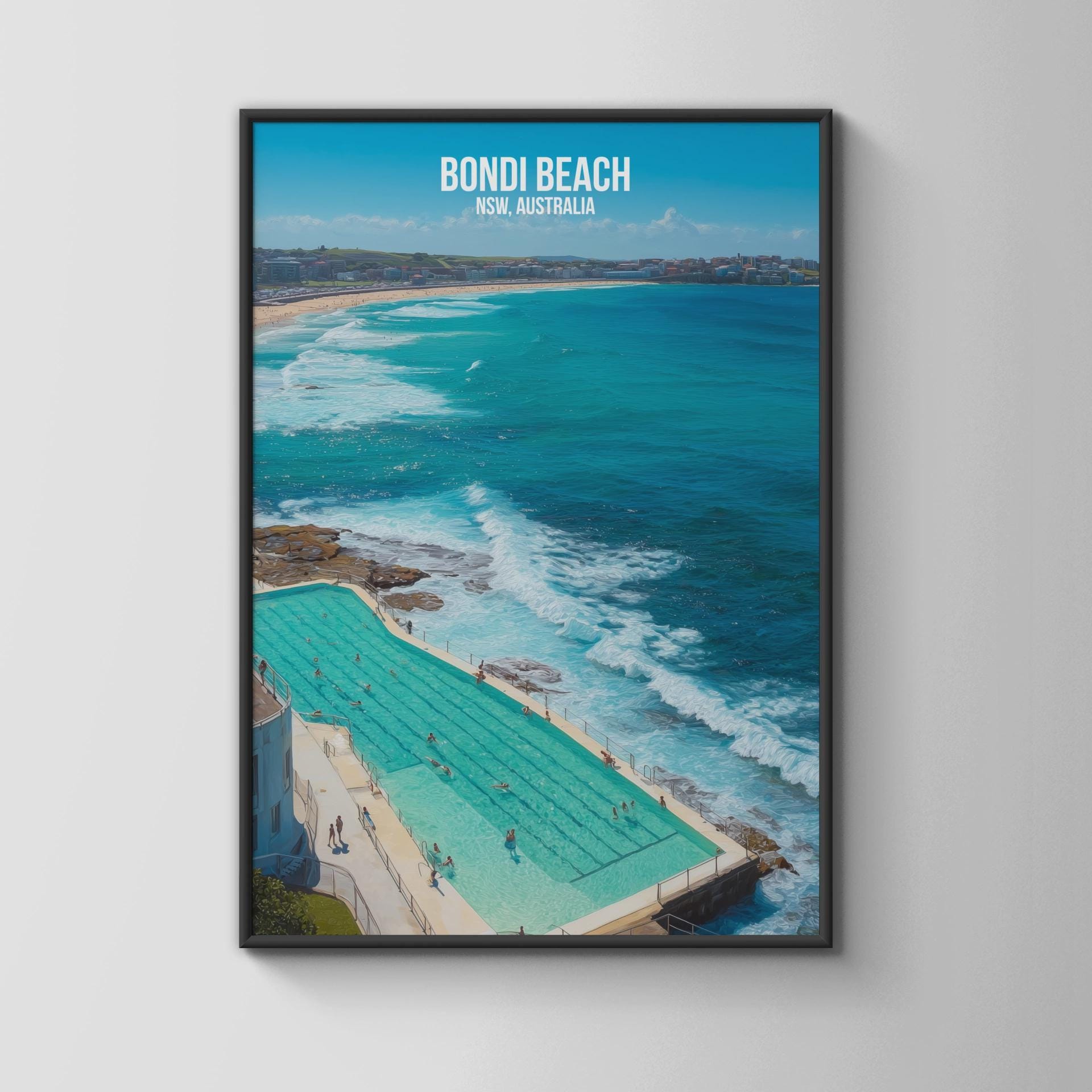 Bondi Beach Poster NSW Australia Art Print - Travel Wall Art