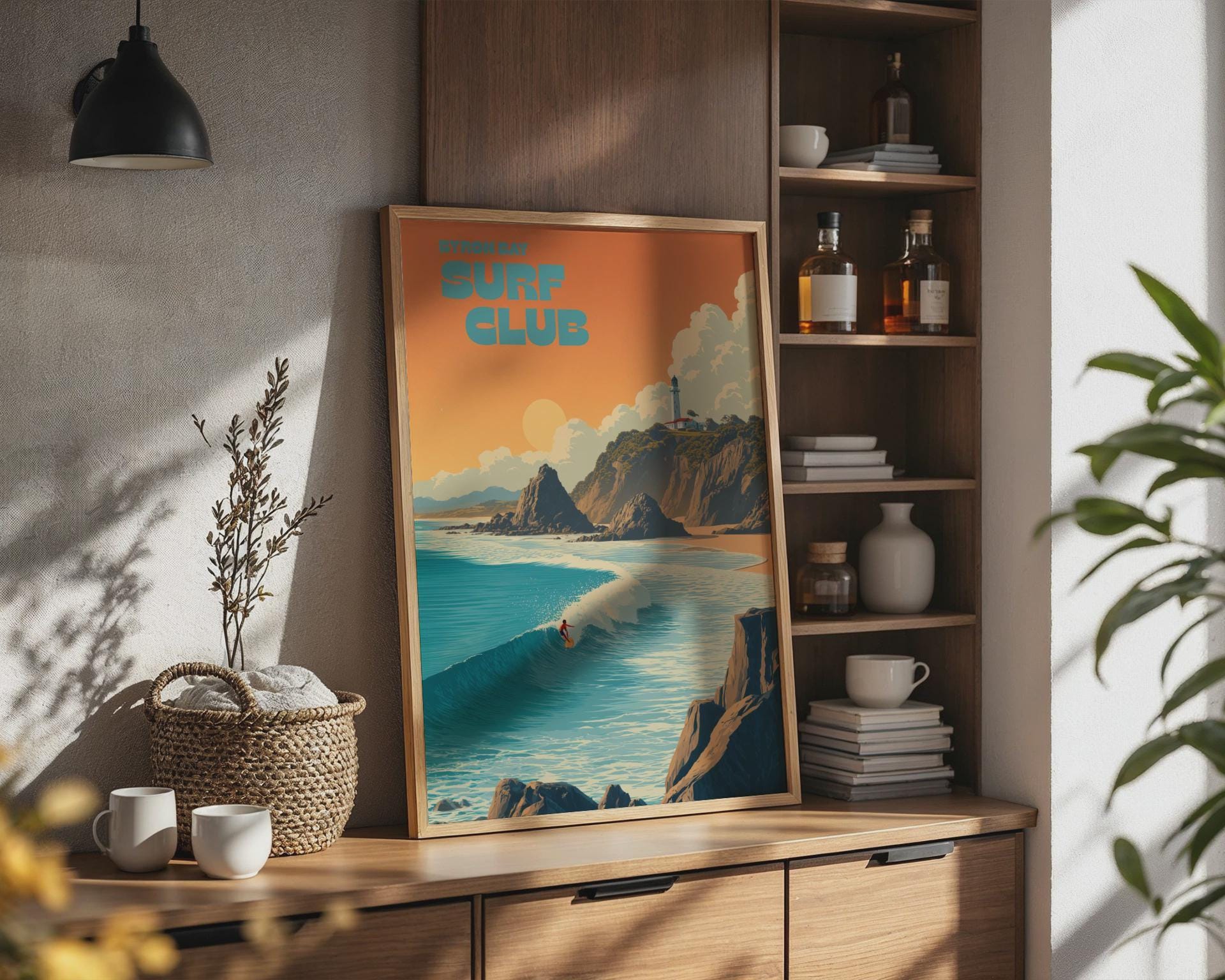 Byron Bay Surf Club Print Coastal Landscape Poster - Travel Wall Art