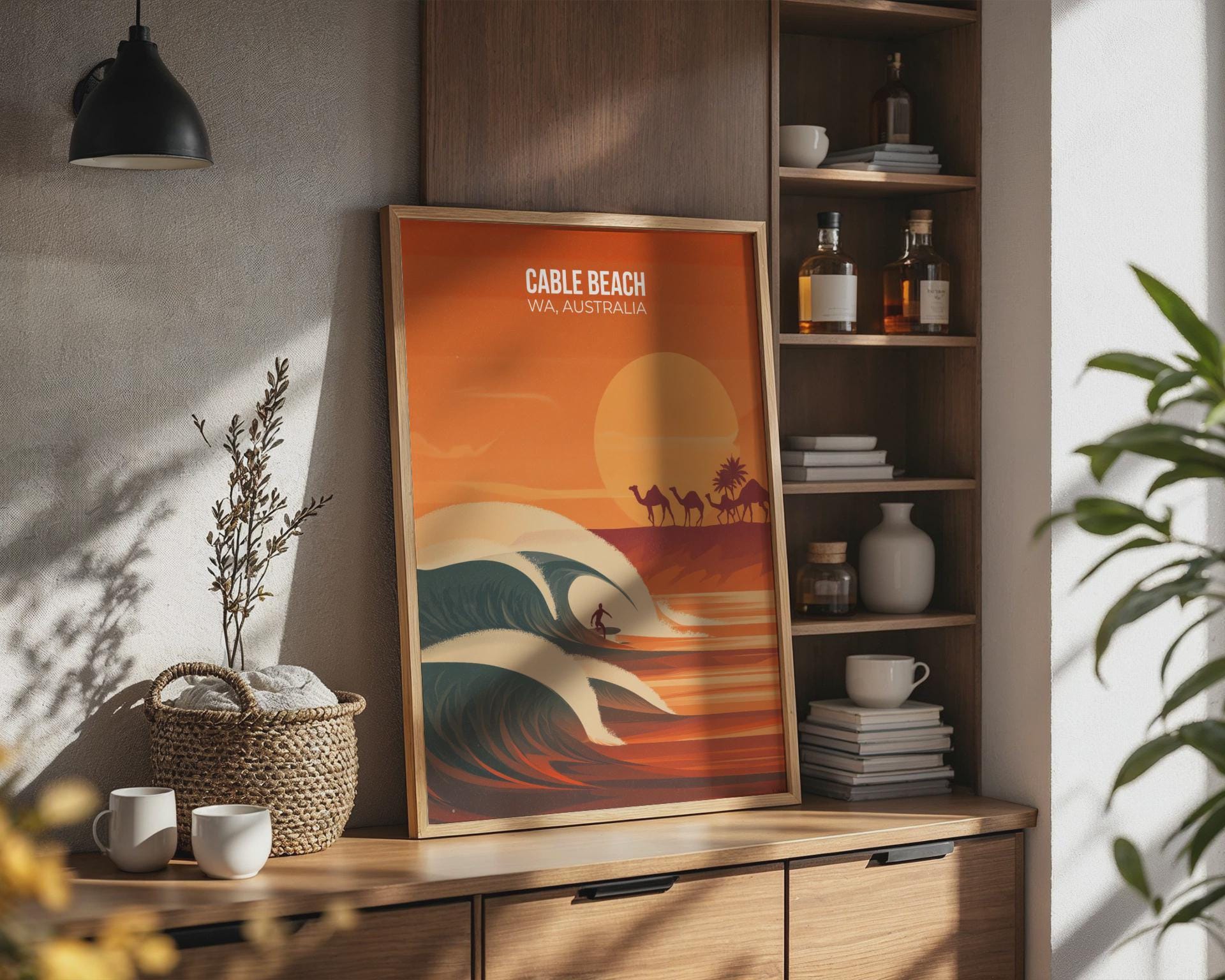 Cable Beach Surfing Poster Art Print WA Australia - Travel Wall Art