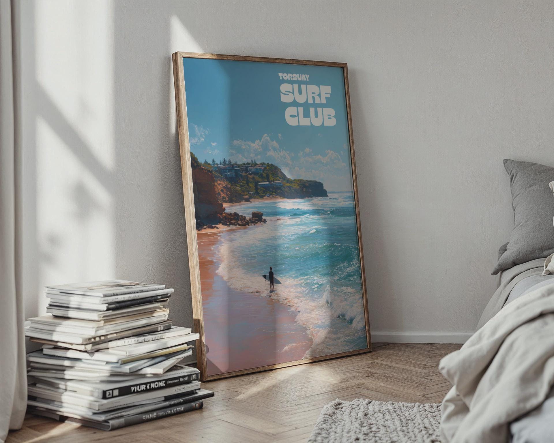 Torquay Surf Club Poster Coastal Wall Art - Travel Wall Art