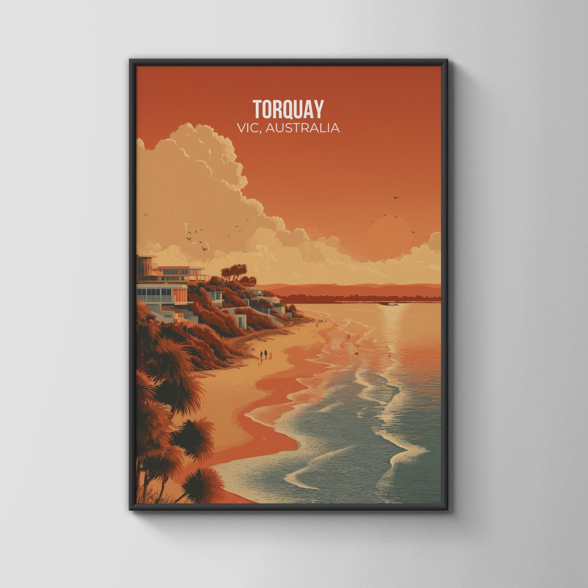 Torquay VIC Australia Beach Poster Art Print - Travel Wall Art