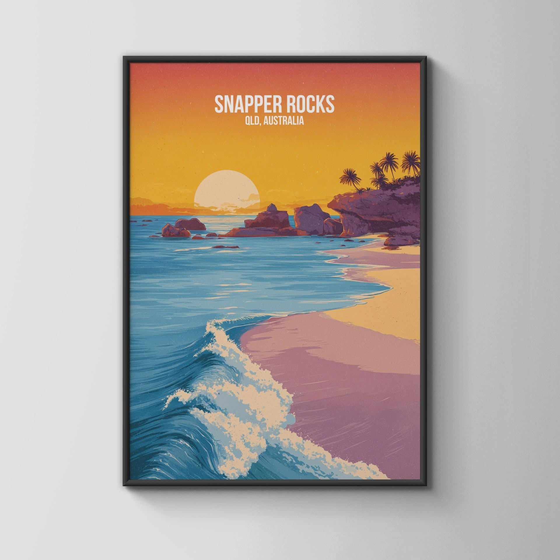 Snapper Rocks QLD Australia Print Coastal Artwork - Travel Wall Art