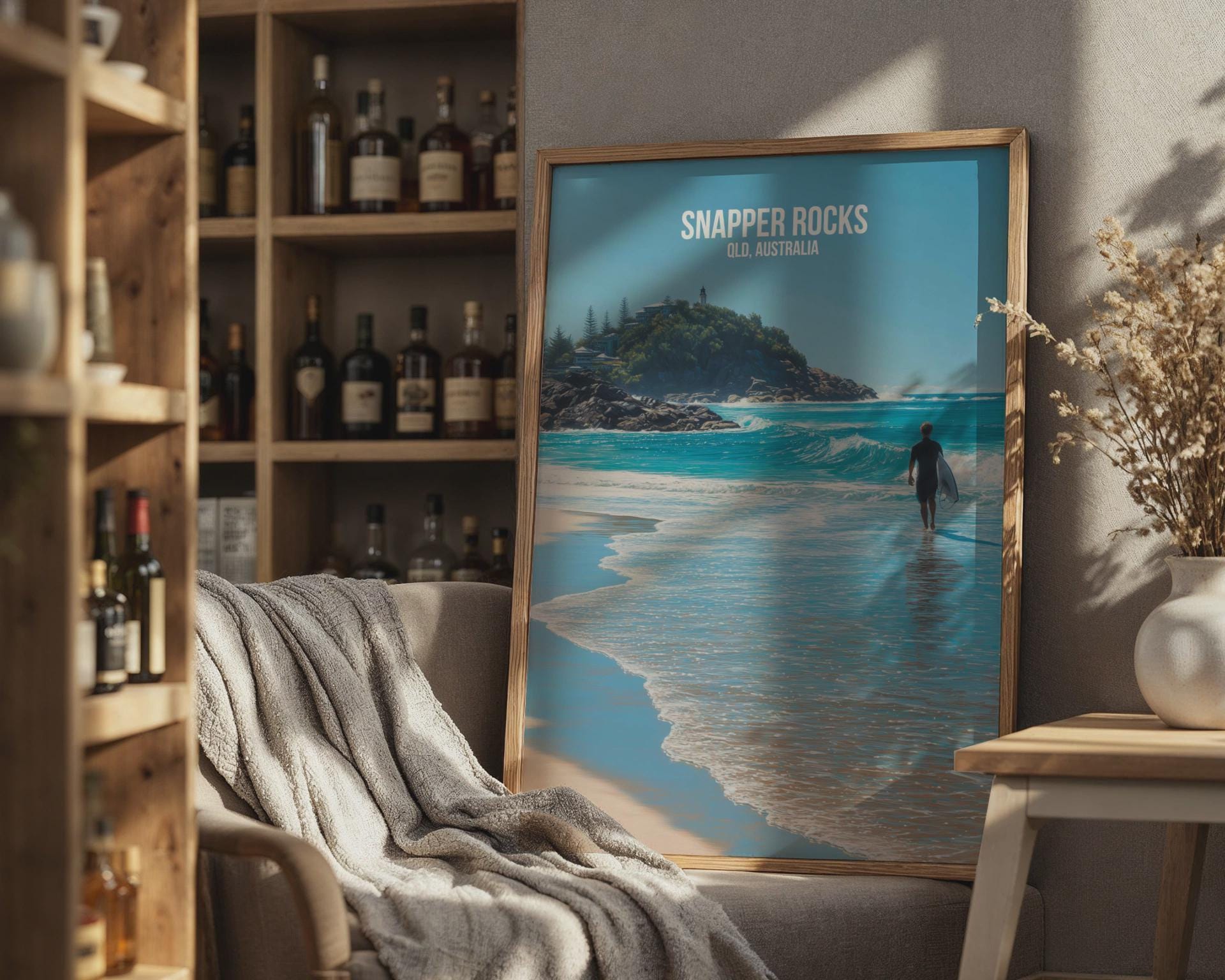 Snapper Rocks QLD Australia Surf Poster Wall Art - Travel Wall Art