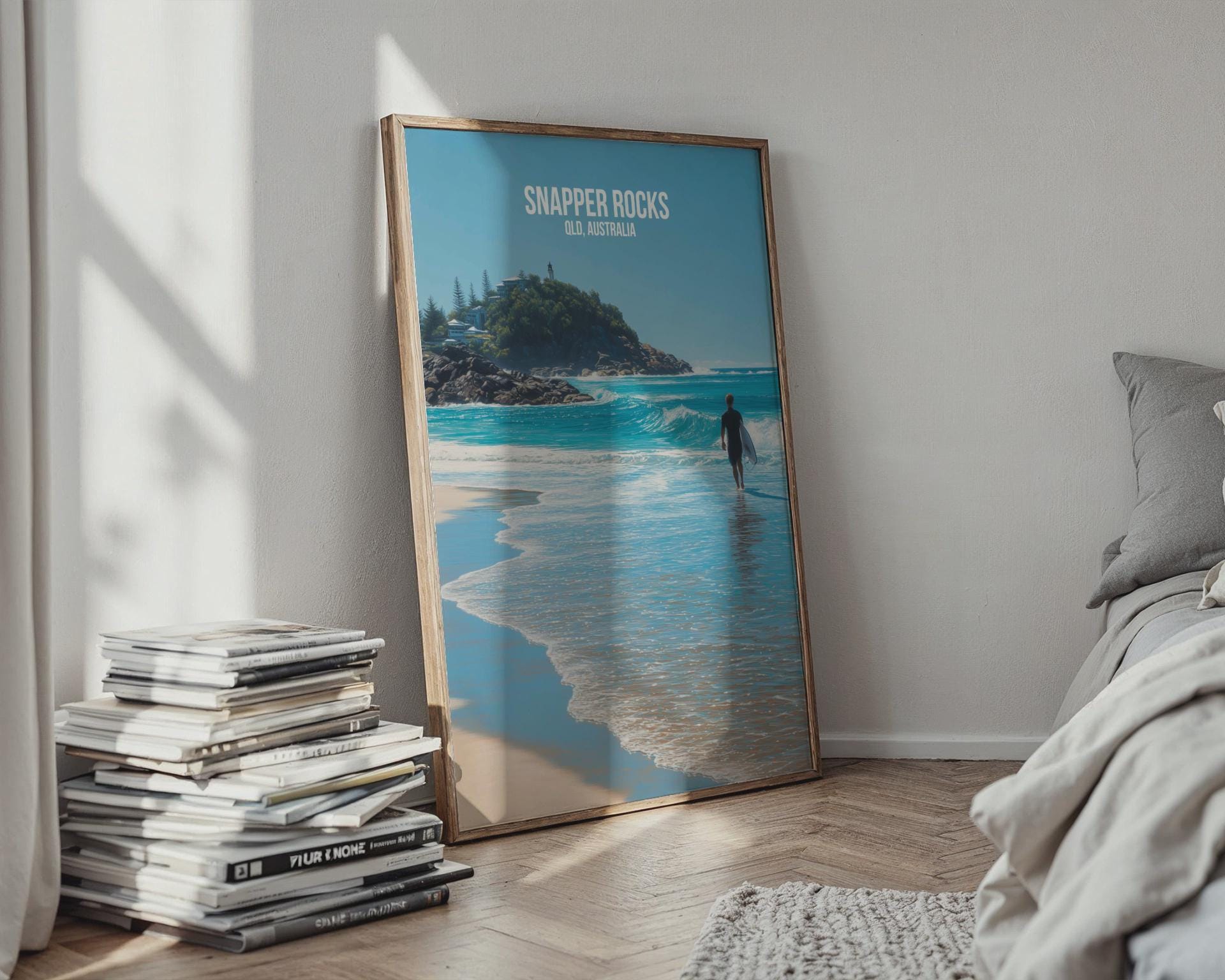 Snapper Rocks QLD Australia Surf Poster Wall Art - Travel Wall Art
