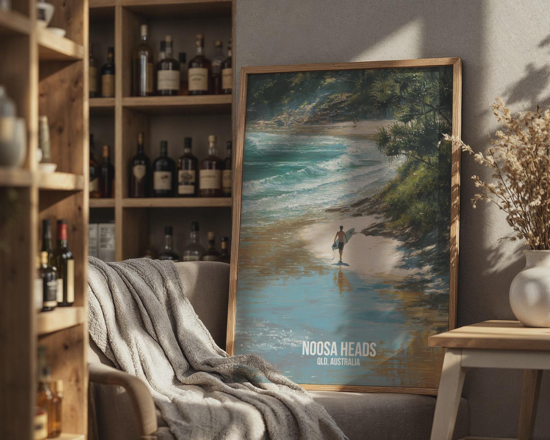 Noosa Heads Surfing Beach Print Landscape Wall Art - Travel Wall Art