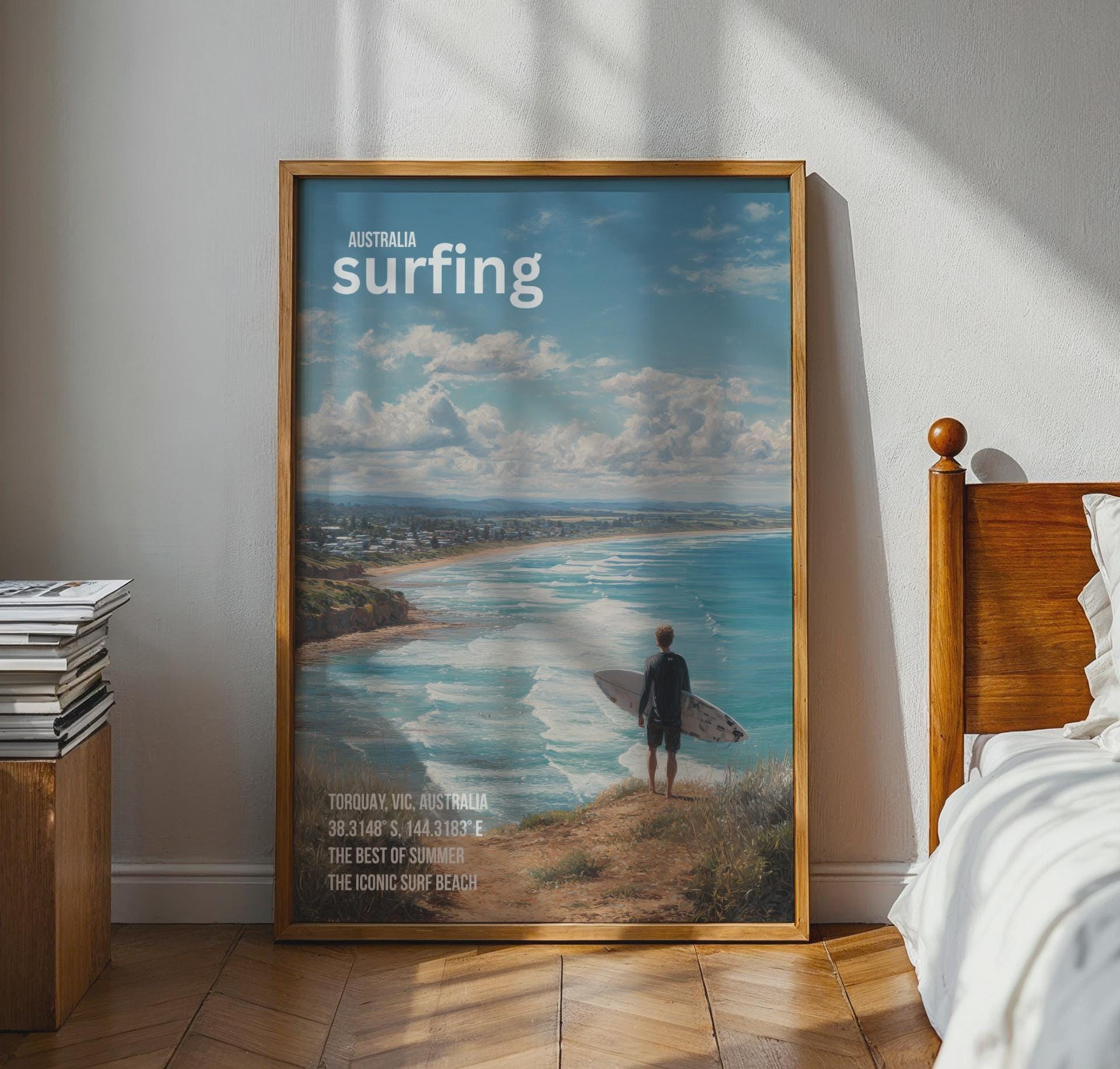 Surfing Poster Torquay Australia Wall Art Decorative Print - Travel Wall Art