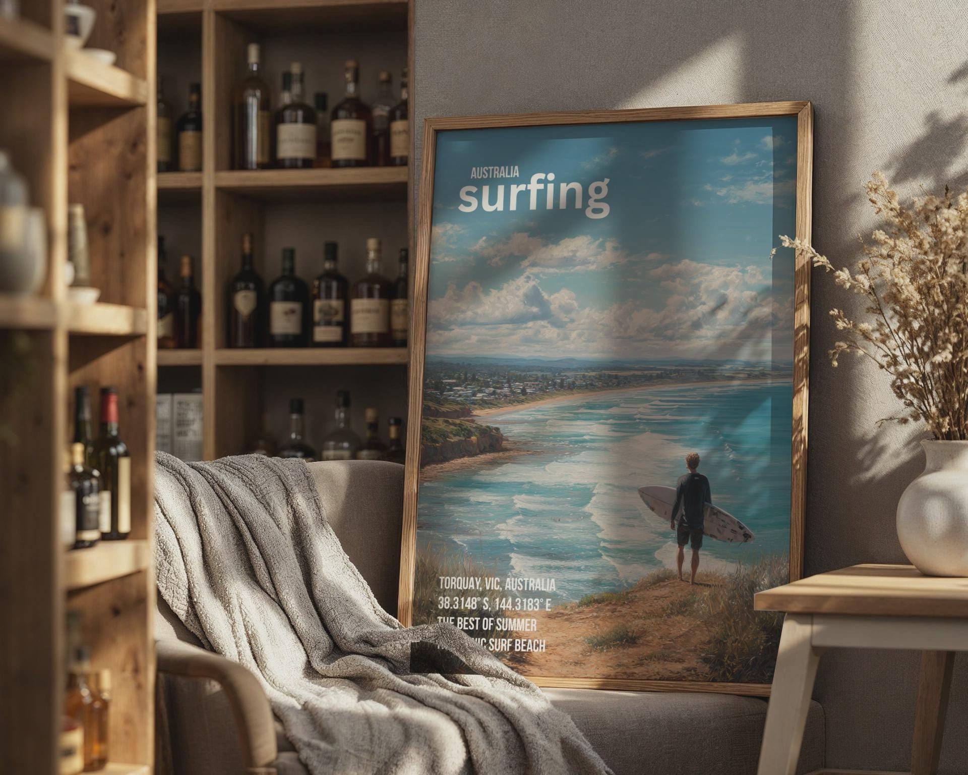 Surfing Poster Torquay Australia Wall Art Decorative Print - Travel Wall Art