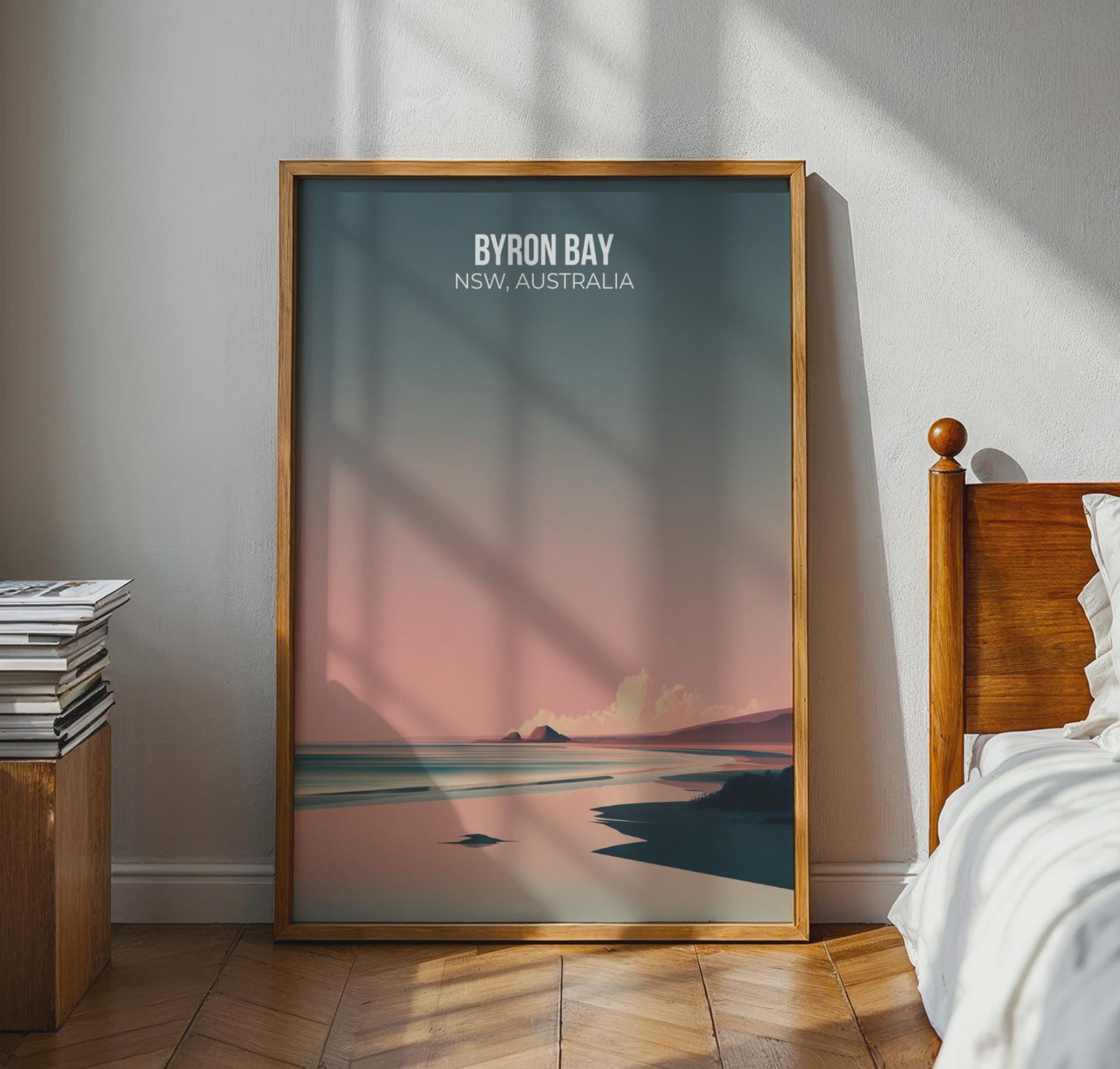 Byron Bay Coastal Print Artwork Poster Wall Art Scenic Landscape - Travel Wall Art
