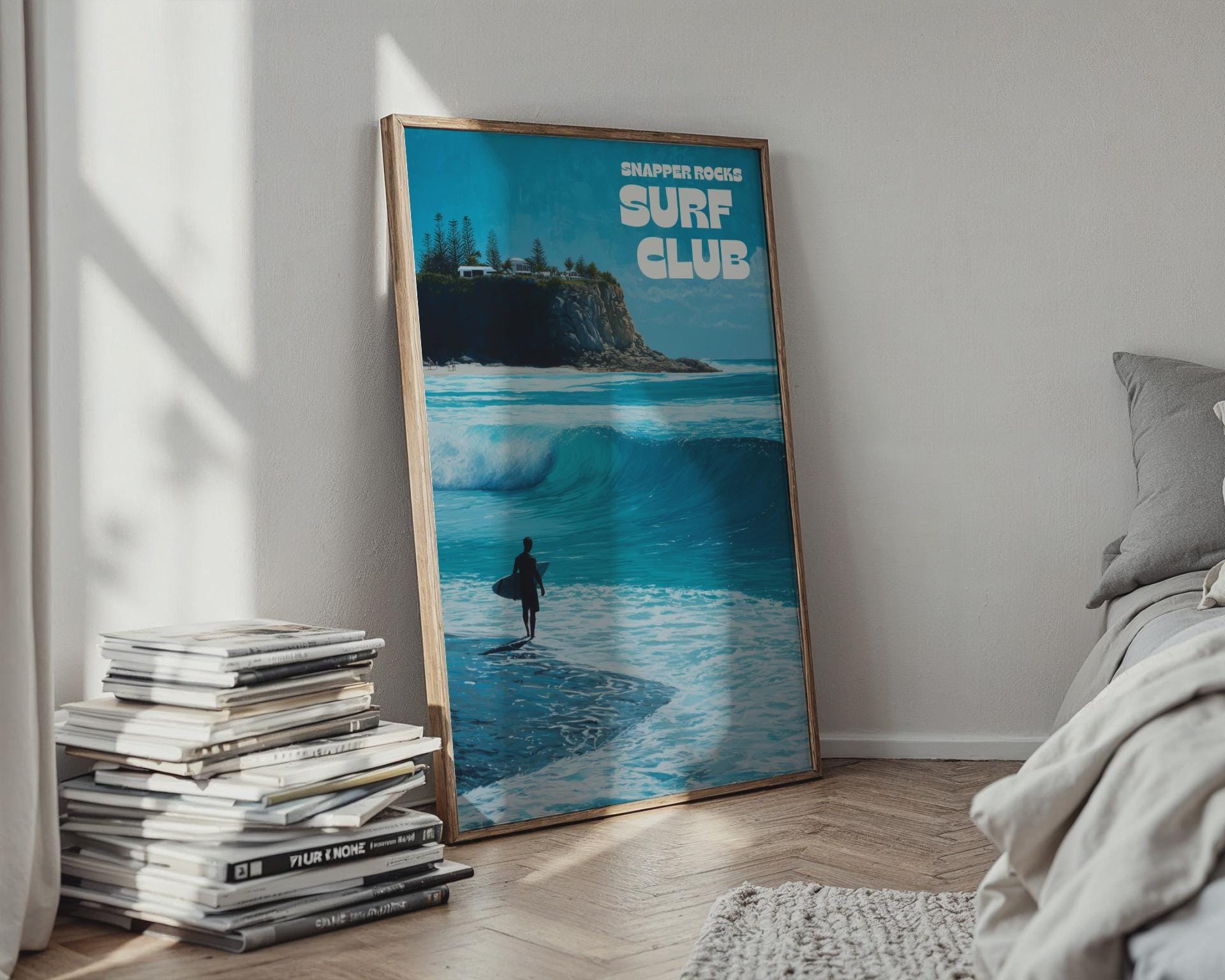 Snapper Rocks Surf Club Wall Art Surfing Landscape Poster - Travel Wall Art
