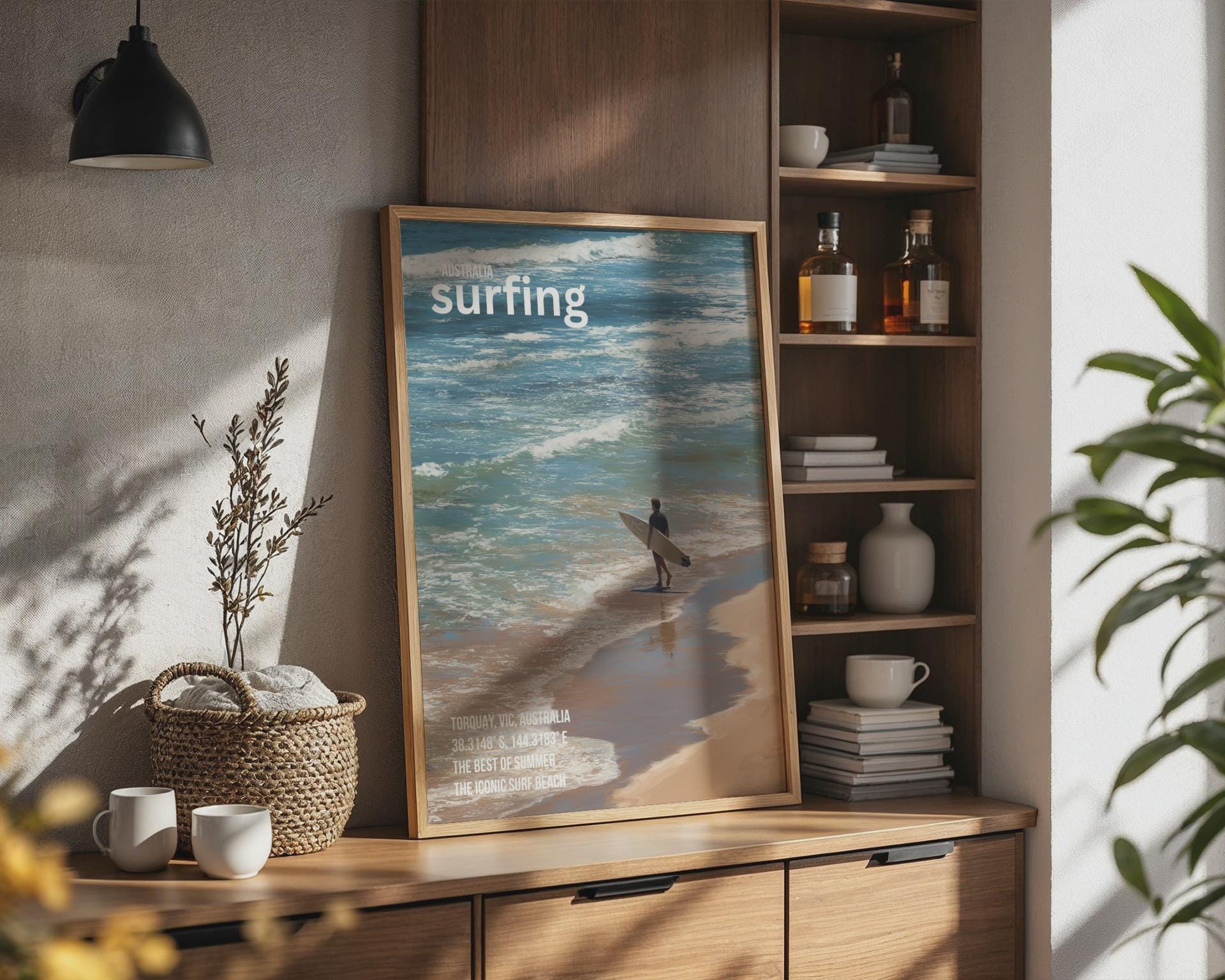 Surfing Poster Torquay Australia Ocean Art Print - Travel Wall Art
