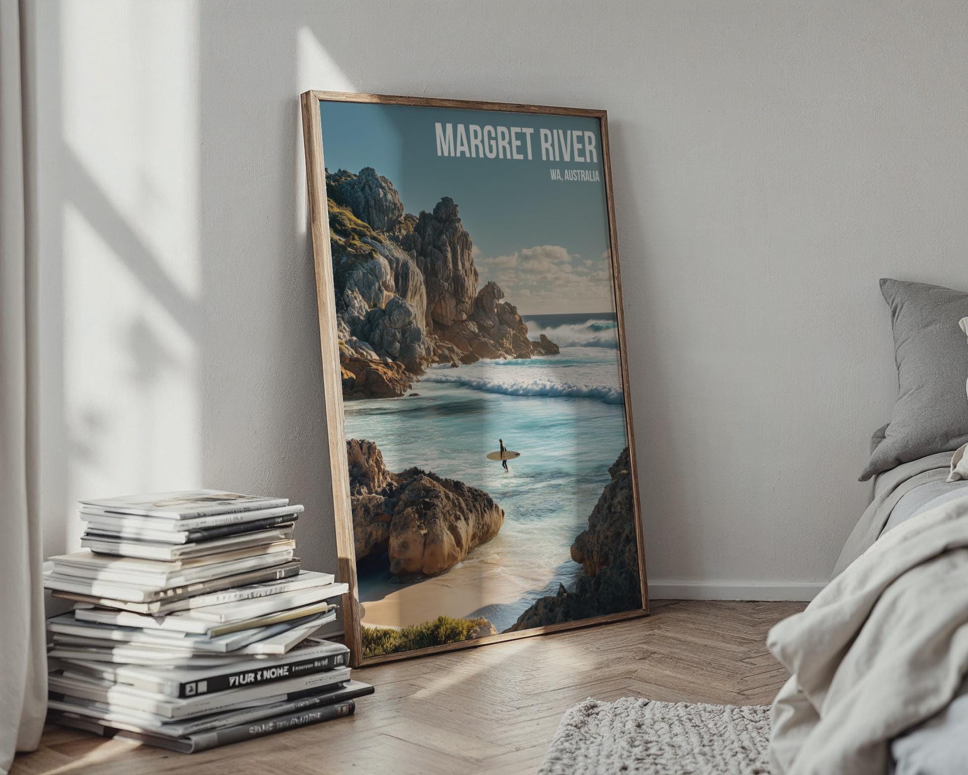 Margaret River Surfing Poster WA Australia Coastal Wall Art Print - Travel Wall Art