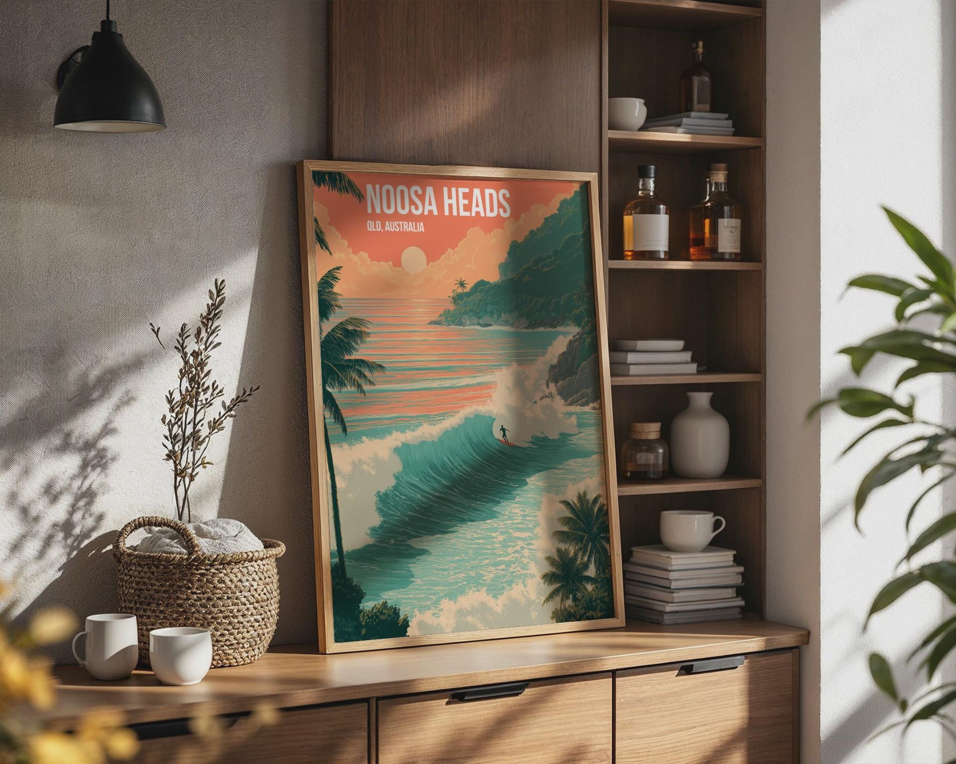 Noosa Heads Surf Poster Wave Art Queensland Australia Coastal Wall Art Print - Travel Wall Art