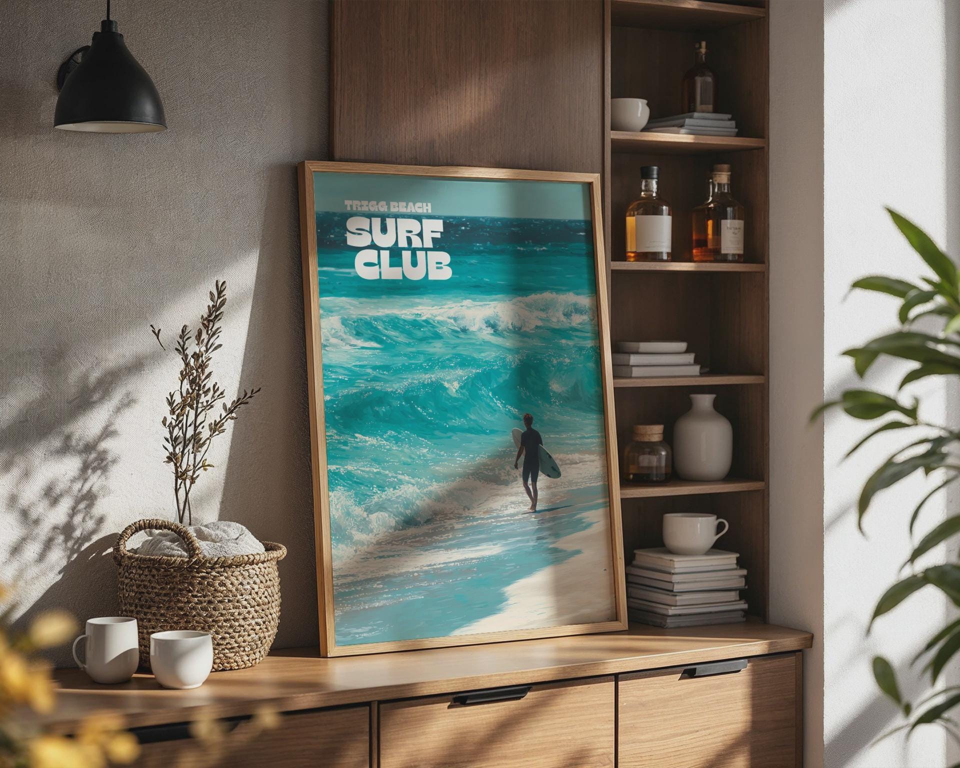 Trigg Beach Surf Club Art Print Ocean Waves Surfing Poster - Travel Wall Art