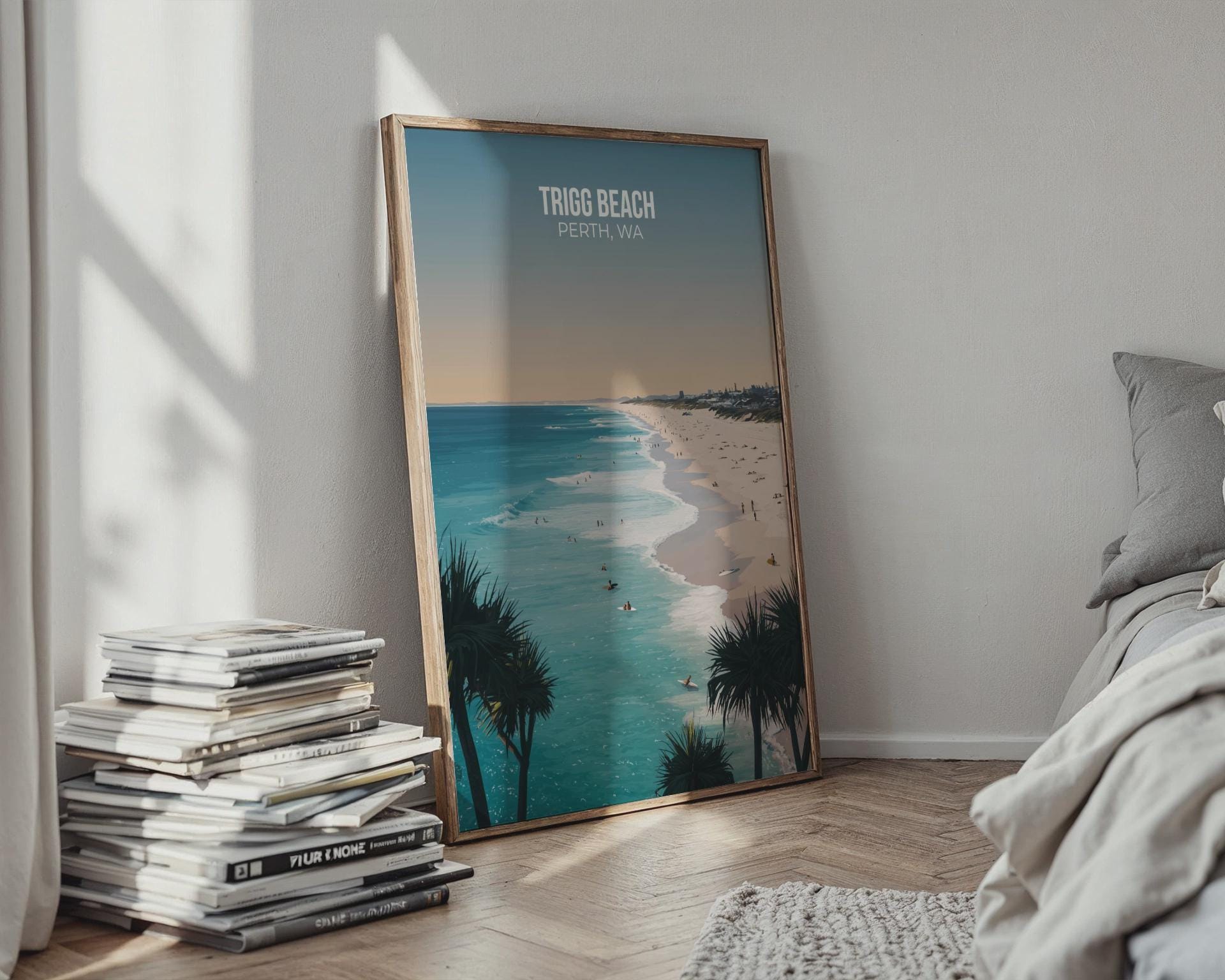 Trigg Beach Perth WA Poster Ocean View Wall Art - Travel Wall Art