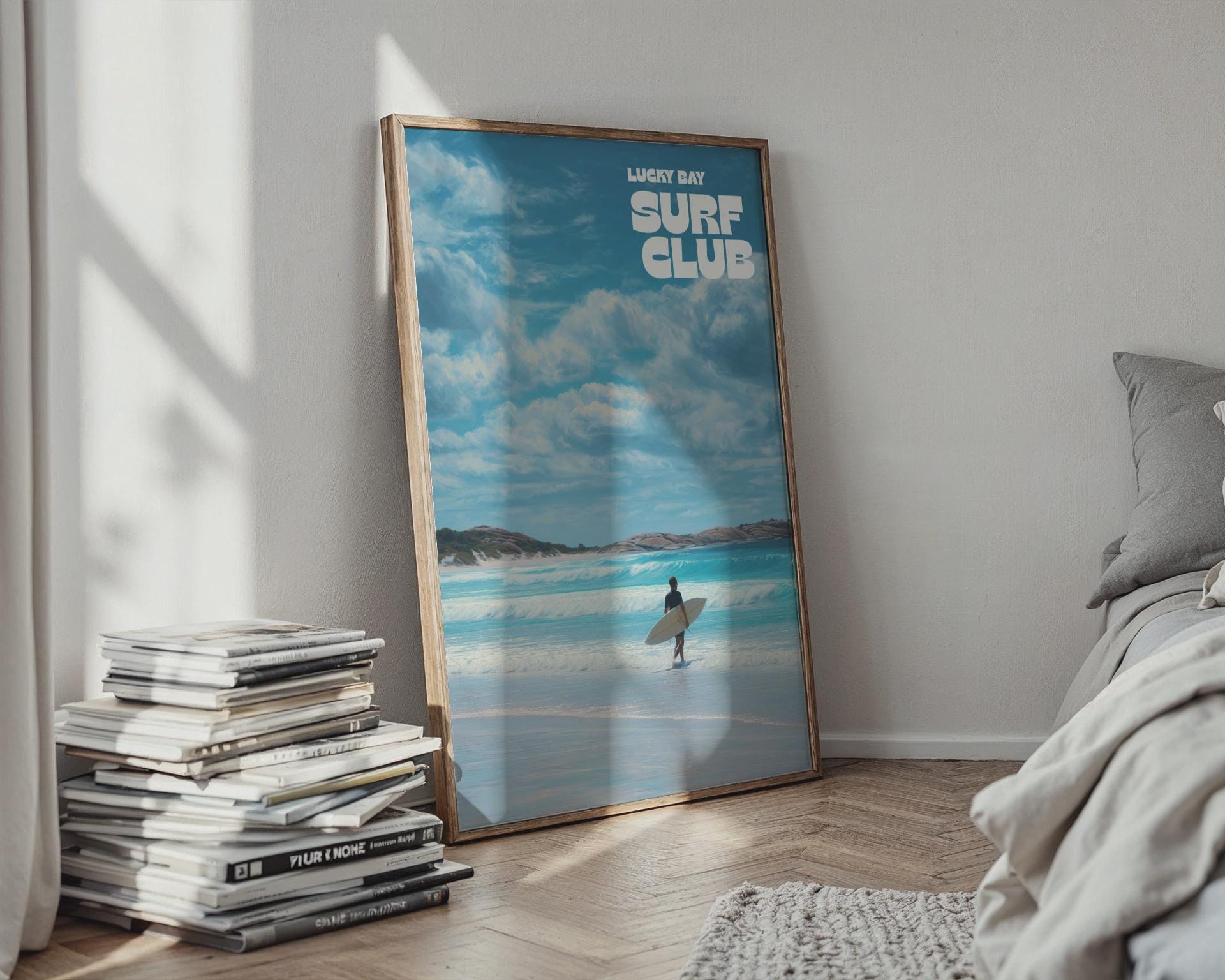 Lucky Bay Surf Club Poster Art Print Coastal Landscape - Travel Wall Art