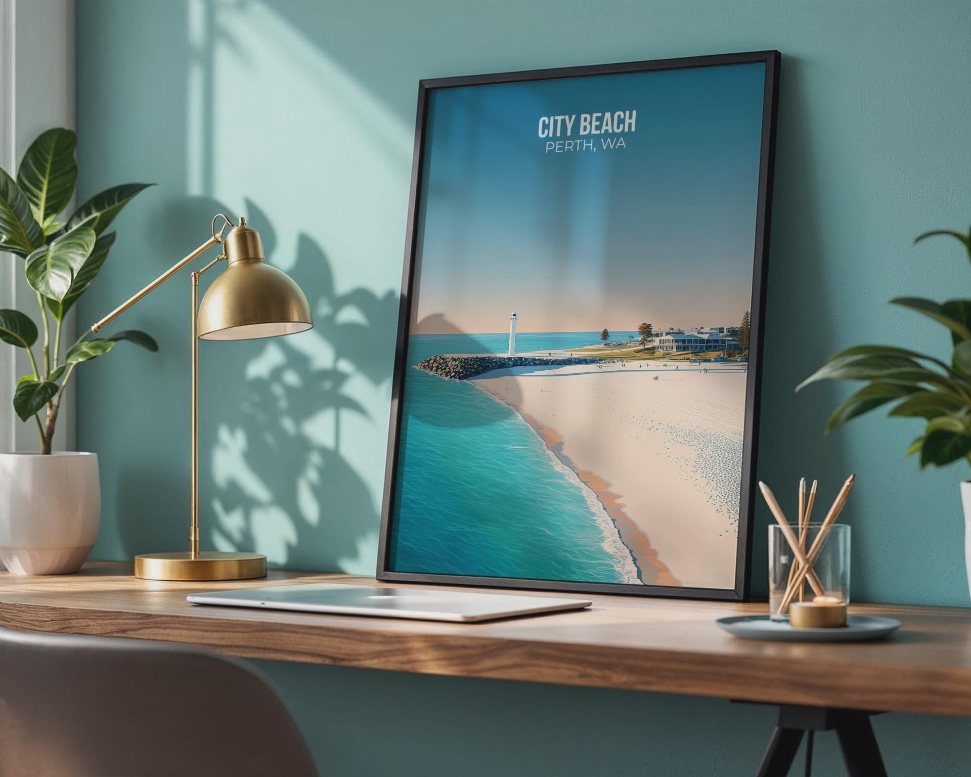 City Beach Perth WA Art Print Seaside Coastal Wall Art - Travel Wall Art