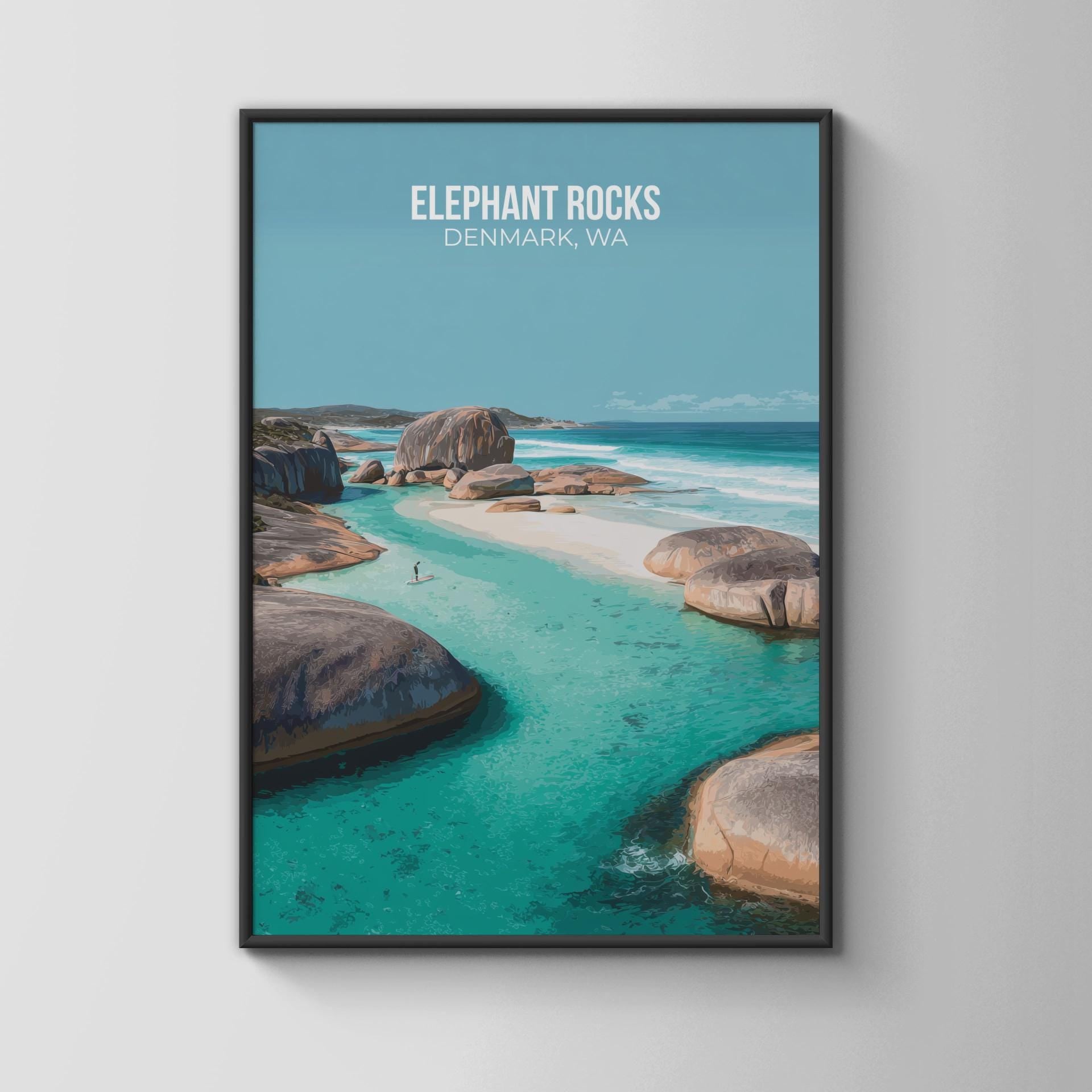 Elephant Rocks Denmark WA Travel Poster Art Print - Travel Wall Art