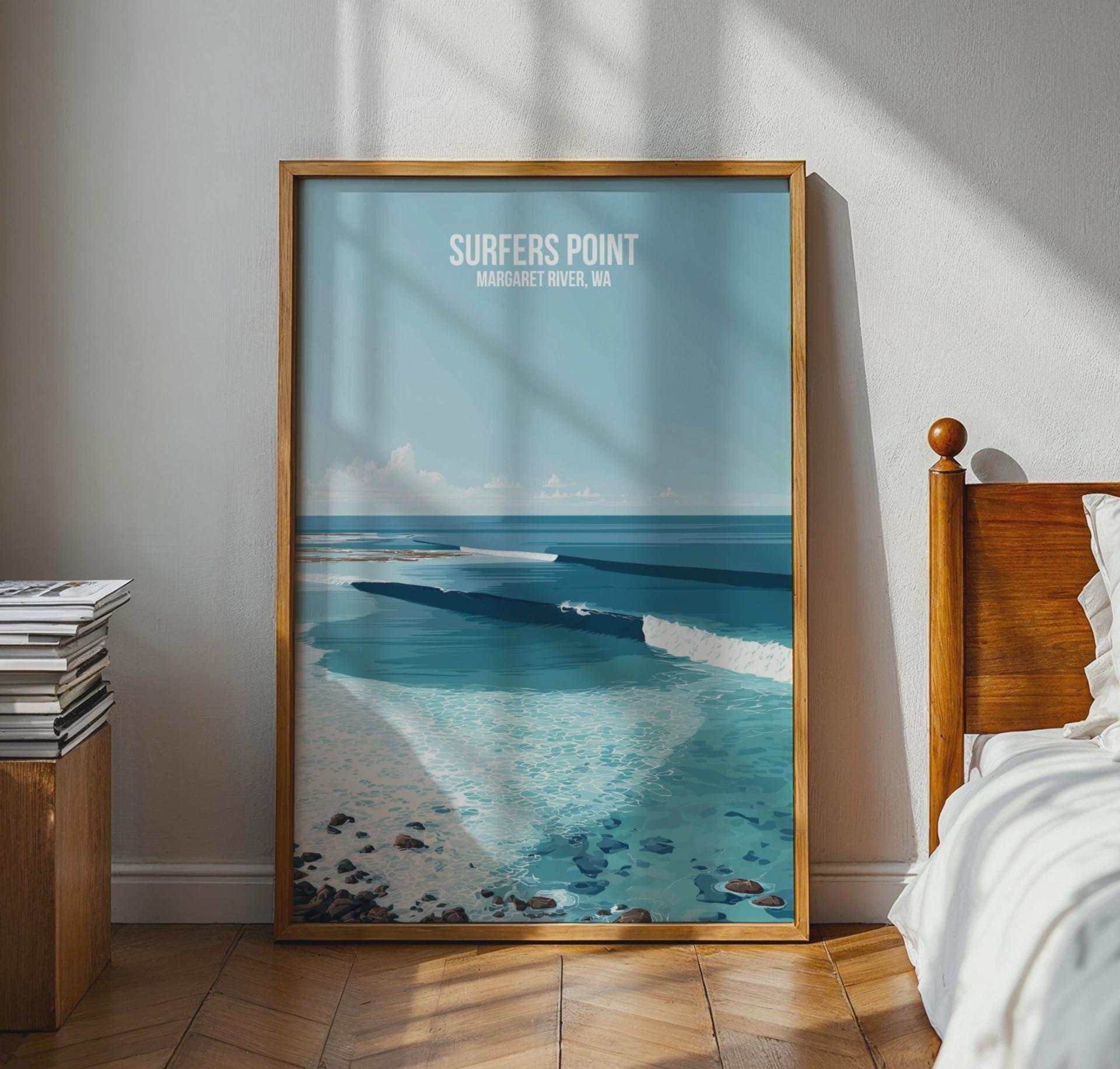 Surfers Point Poster Margaret River WA Coastal Artwork - Travel Wall Art