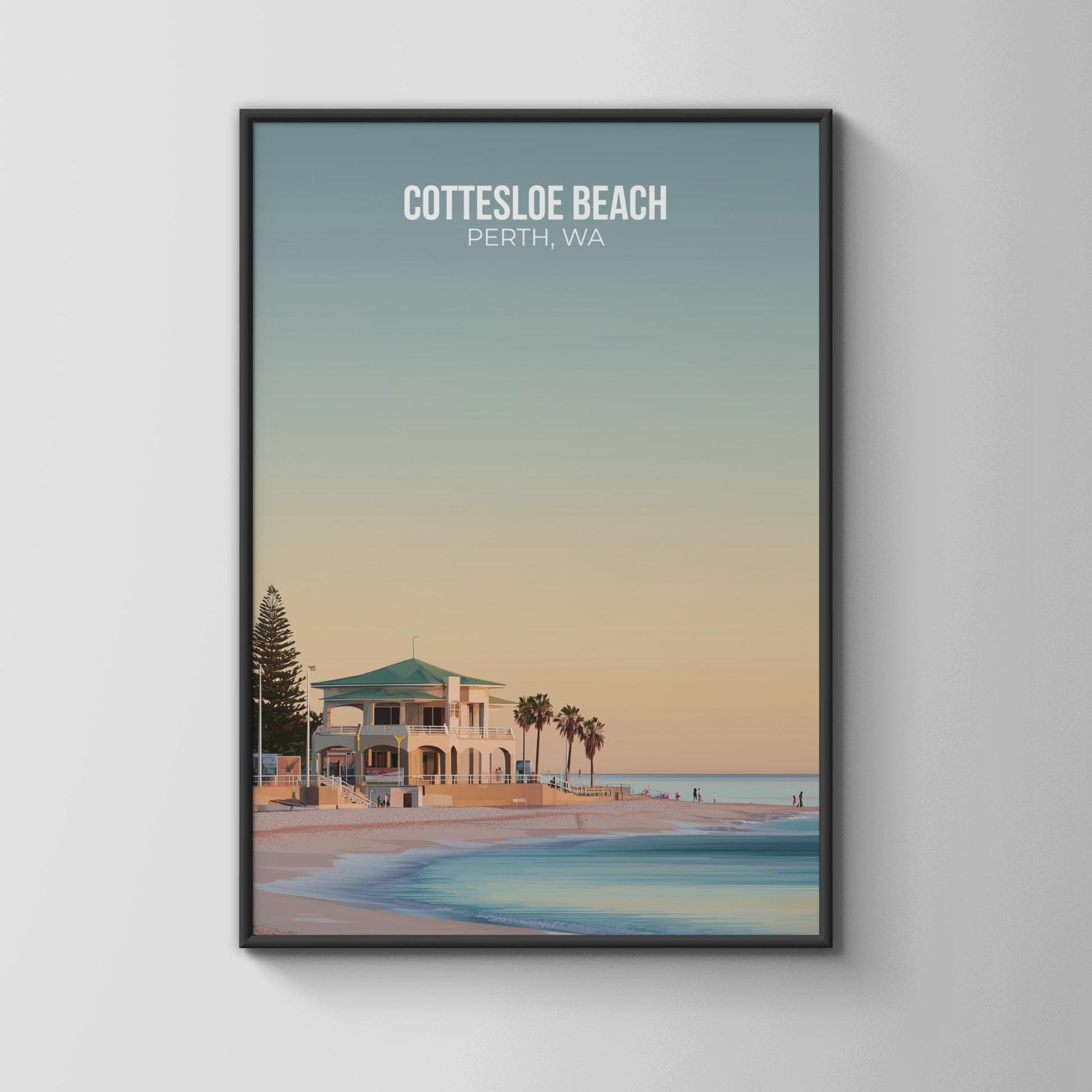 Cottesloe Beach Perth WA Poster Coastal Art Print - Travel Wall Art