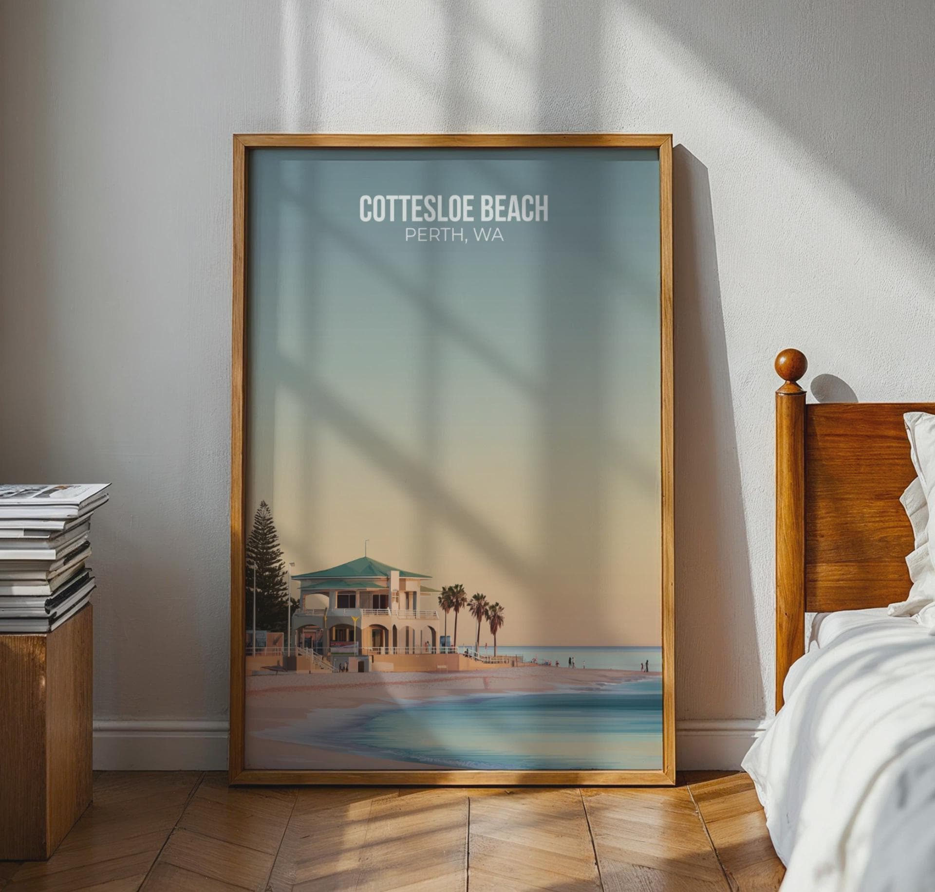 Cottesloe Beach Perth WA Poster Coastal Art Print - Travel Wall Art