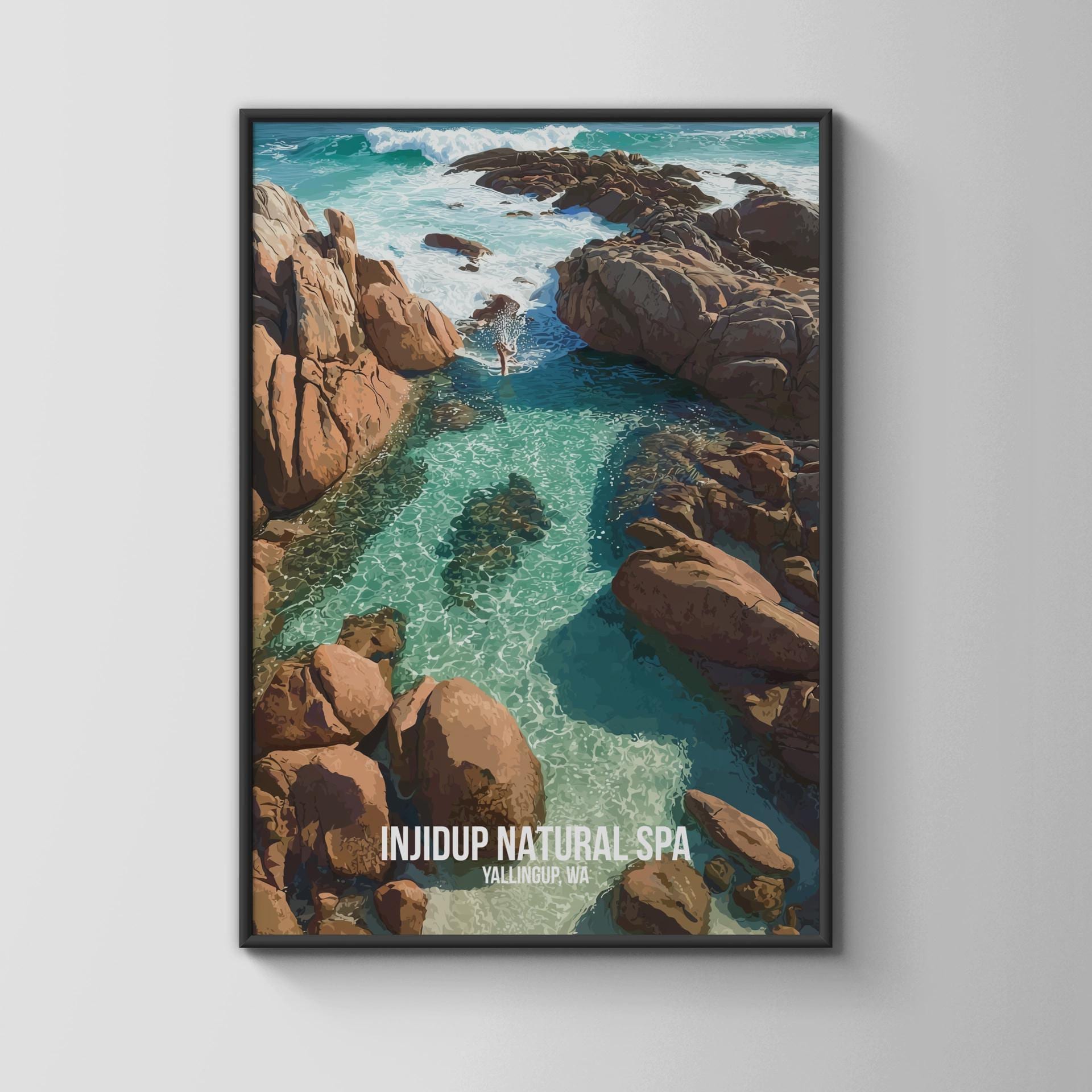 Injidup Natural Spa Wall Art Poster Yallingup WA Coastal Landscape Print - Travel Wall Art