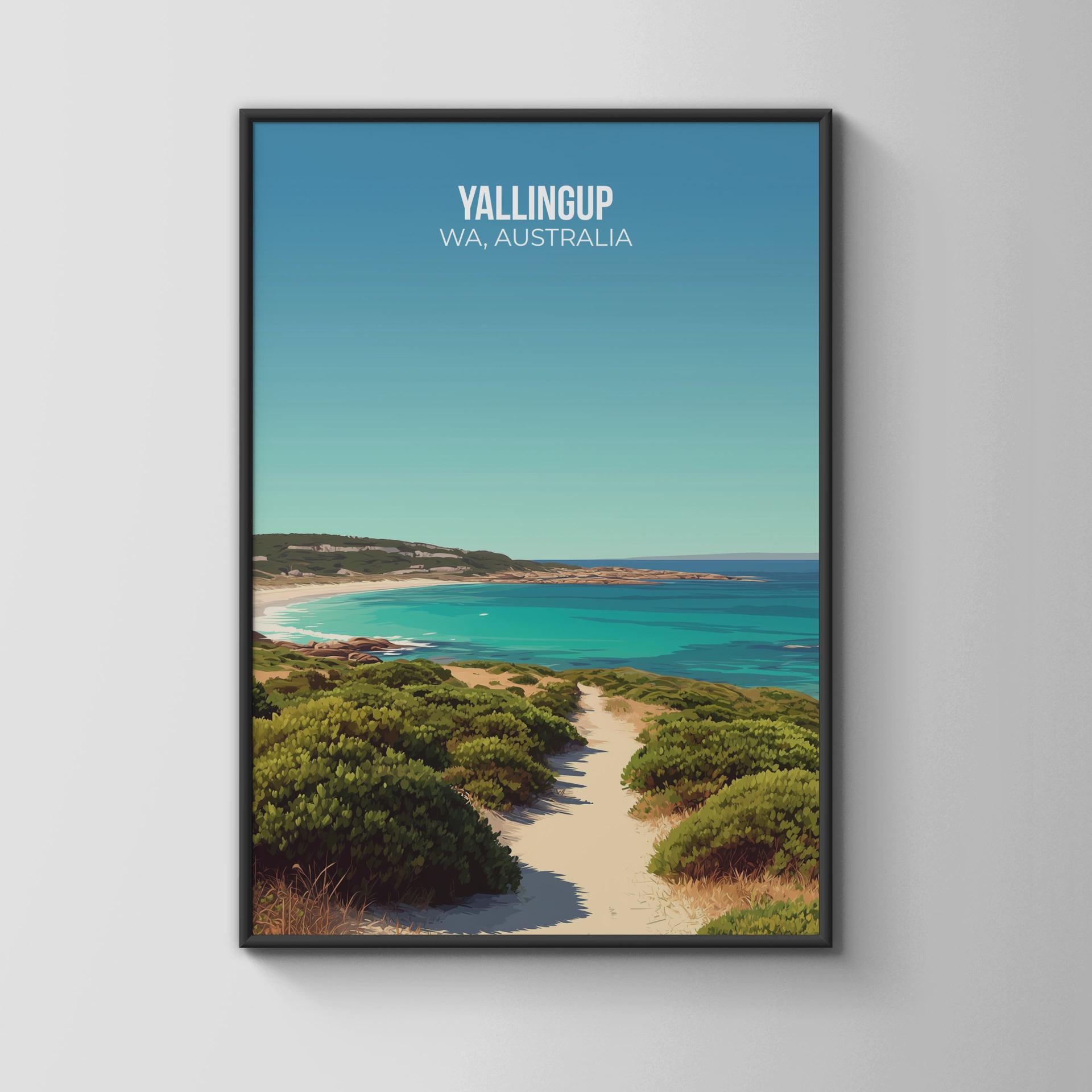 Yallingup Beach Poster Art Print WA Australia Landscape Wall Art - Travel Wall Art