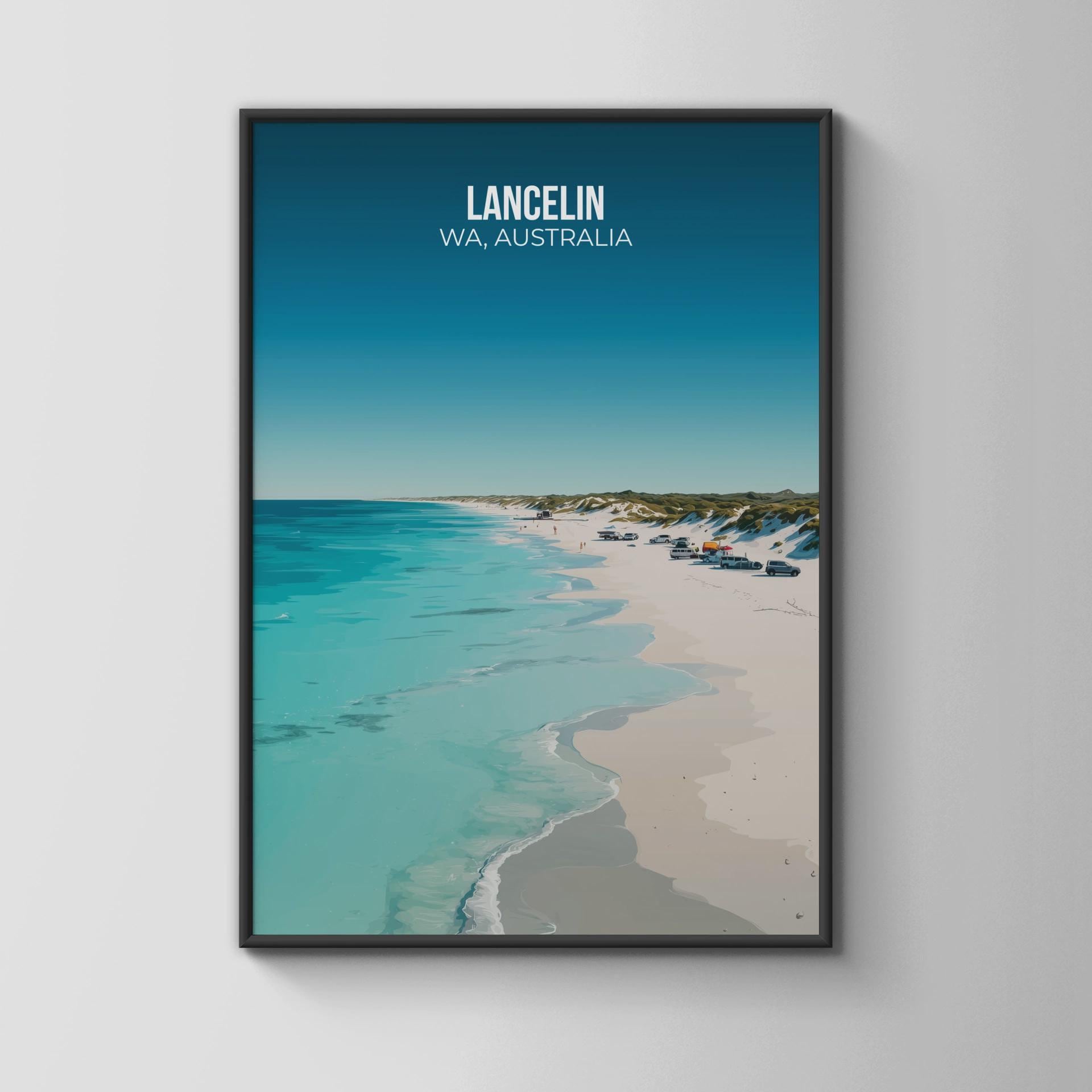 Lancelin Beach Poster WA Australia Coastal Art Print - Travel Wall Art