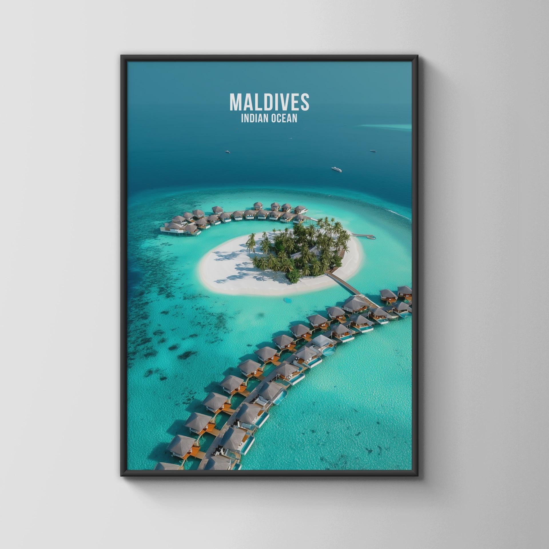 Maldives Indian Ocean Travel Poster Print Wall Art - Travel Wall Art