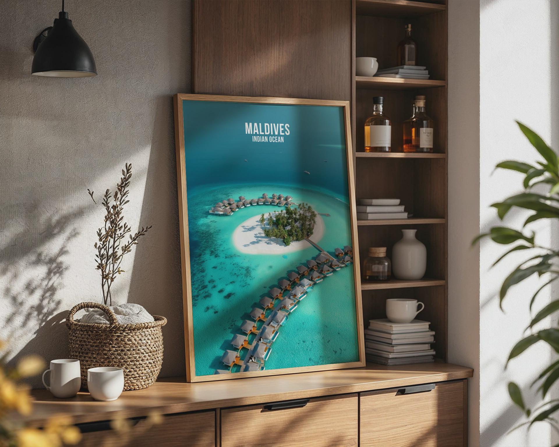 Maldives Indian Ocean Travel Poster Print Wall Art - Travel Wall Art