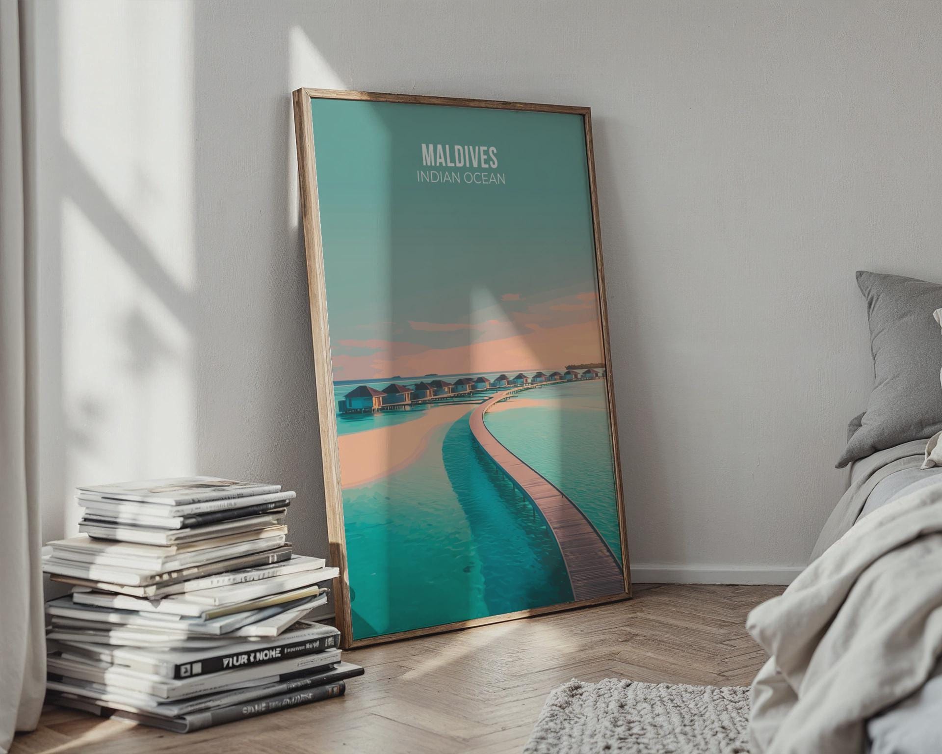 Maldives Indian Ocean Travel Poster Art Print - Travel Wall Art