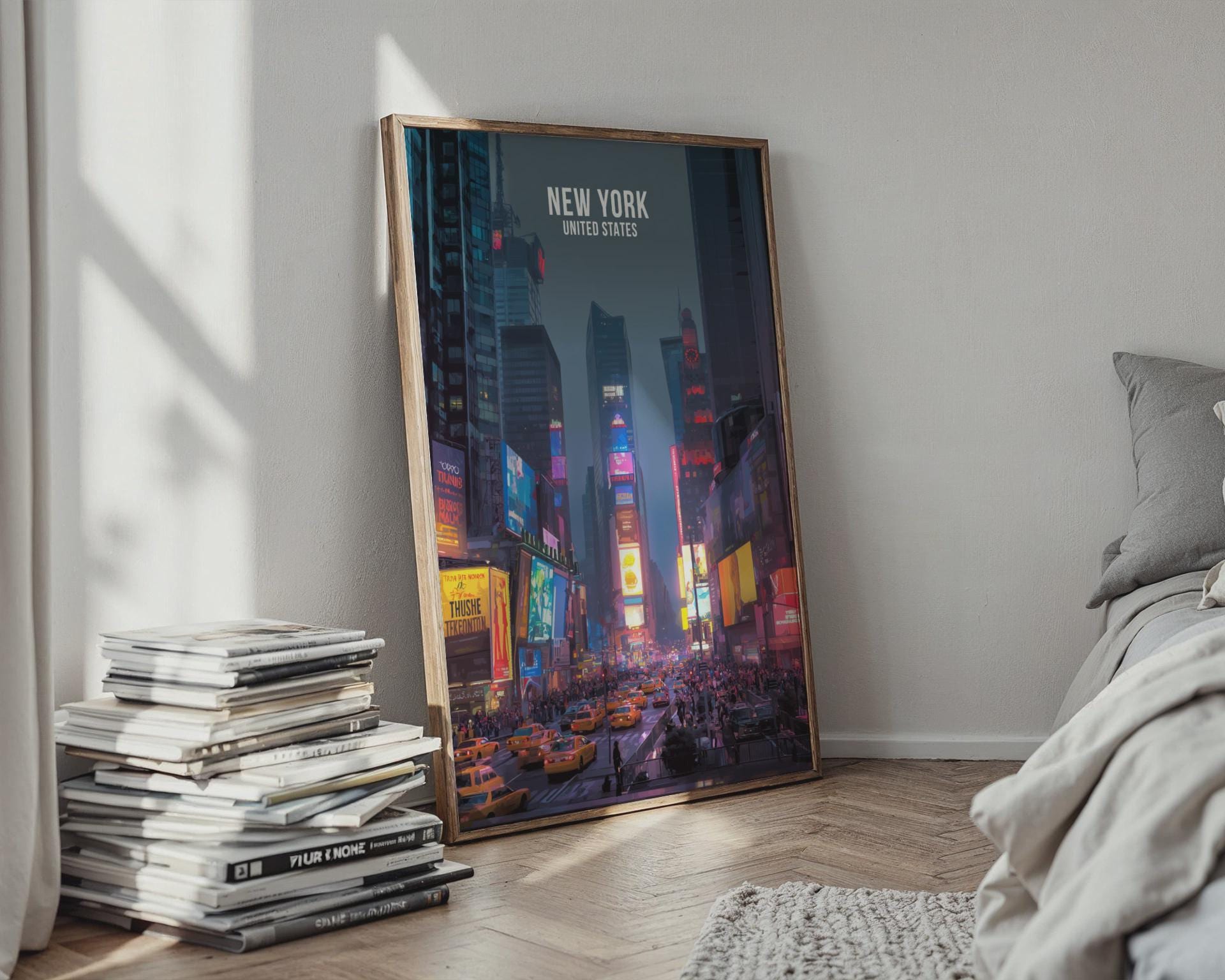 New York City Poster Art Print Times Square Wall Art - Travel Wall Art