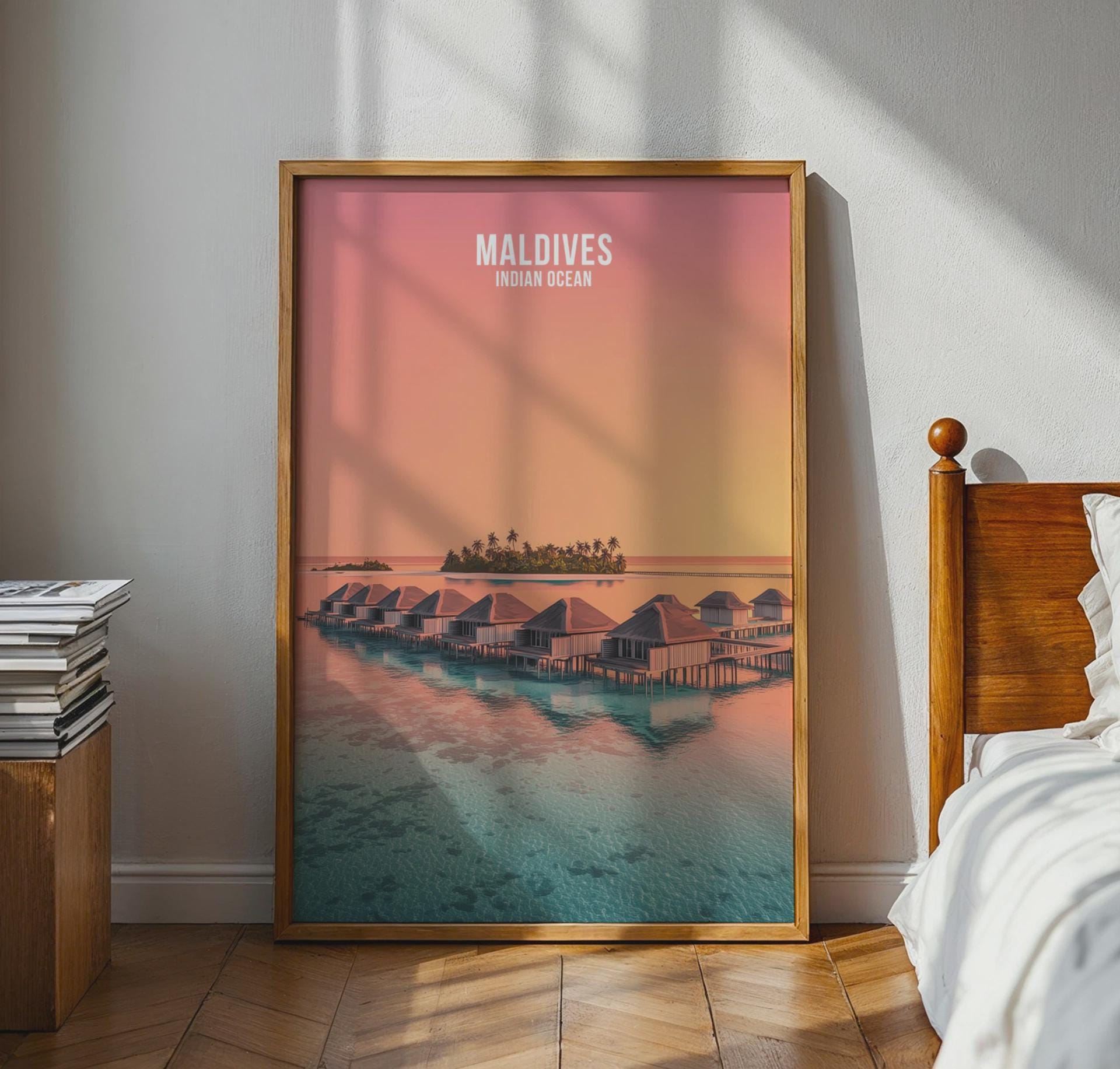 Maldives Wall Art Poster Indian Ocean Artwork - Travel Wall Art