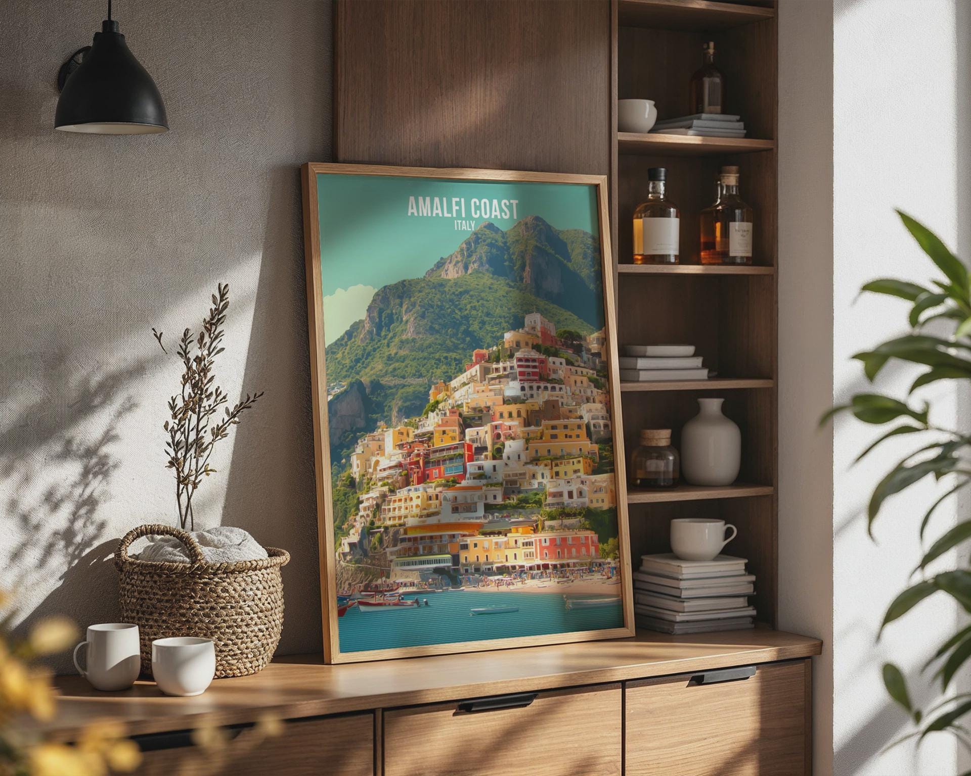 Positano Coastal Art Print Amalfi Coast Italy Poster Wall Art - Travel Wall Art