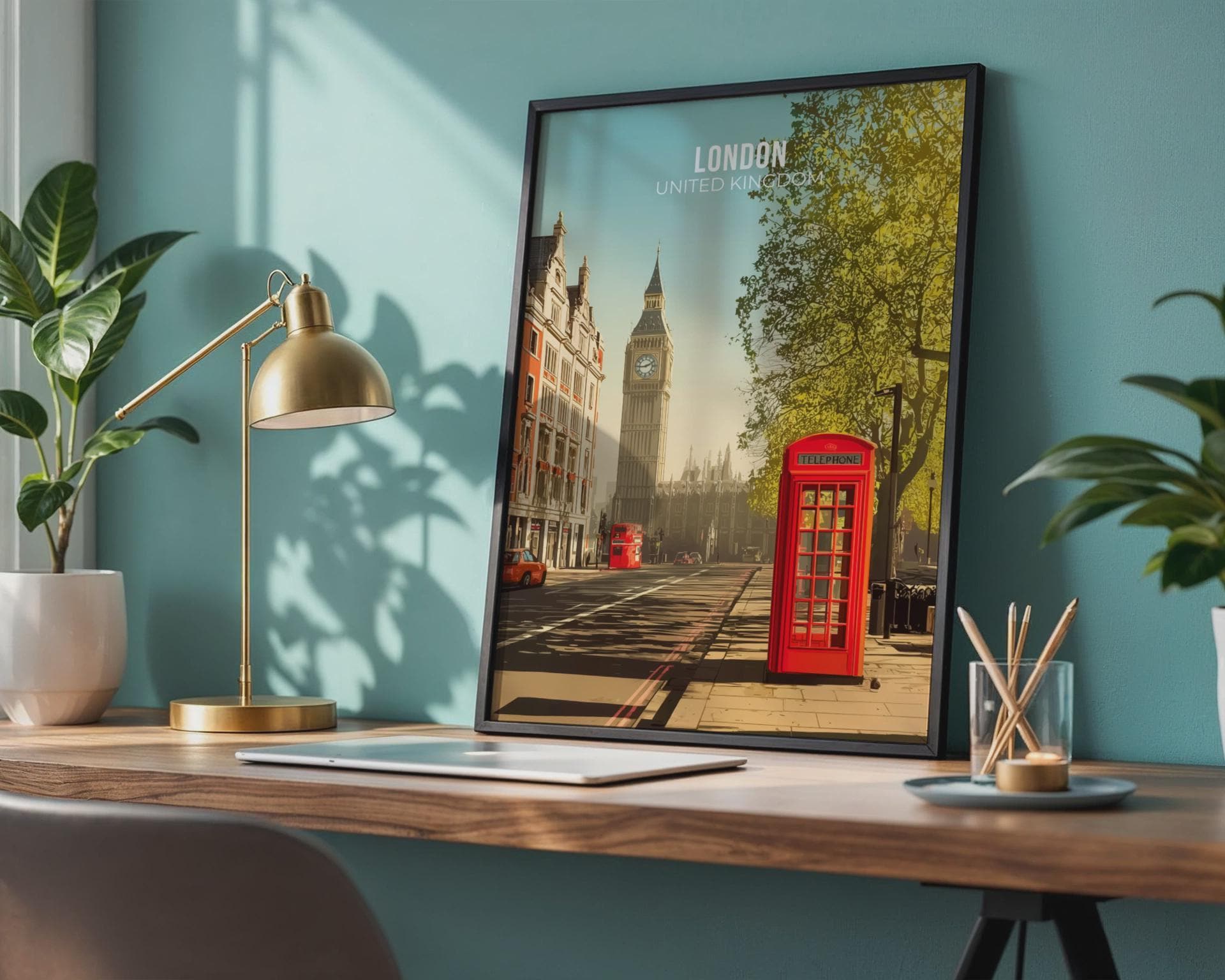 London Print Big Ben Telephone Box Wall Art - Travel Wall Art