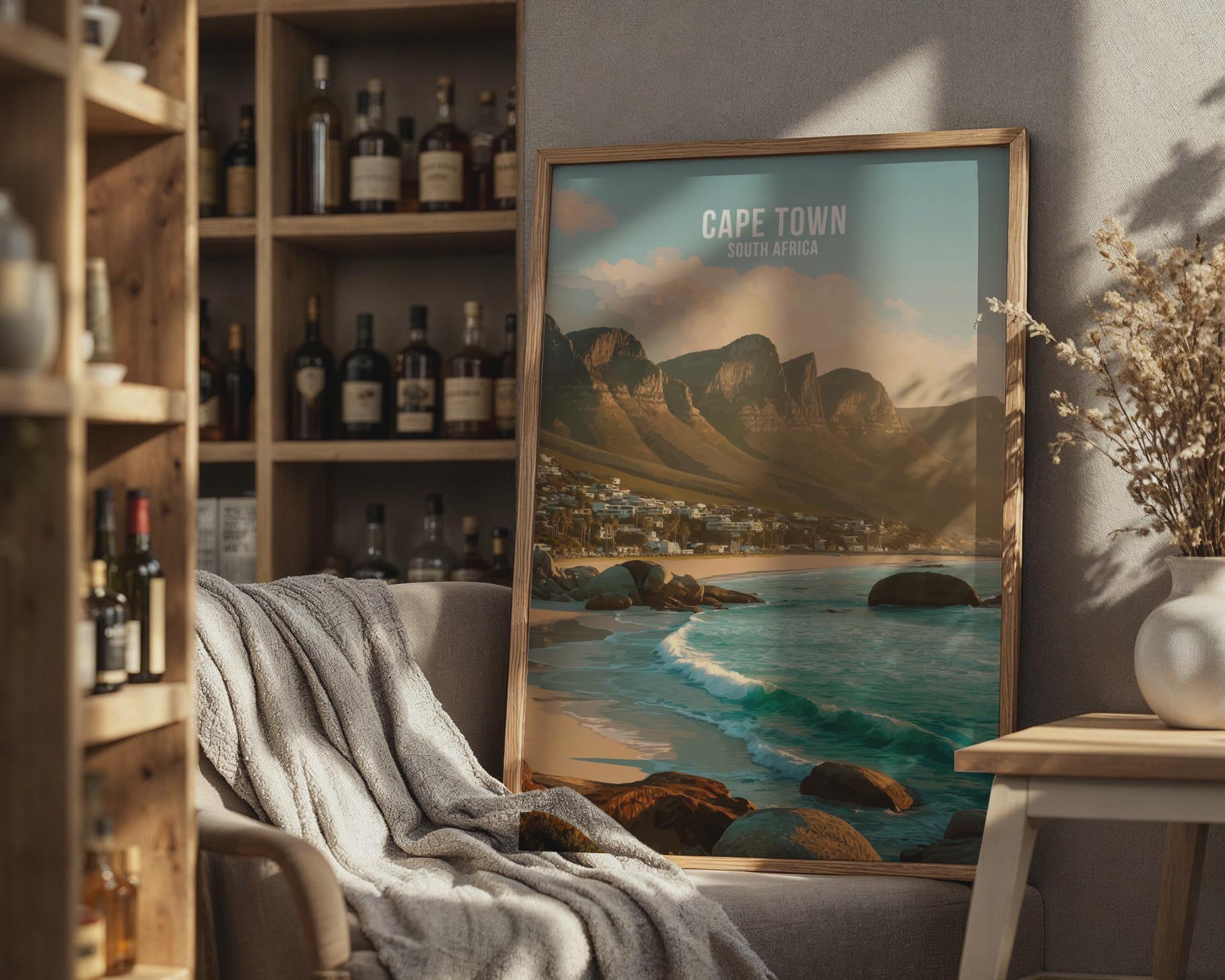 Cape Town South Africa Beach Scene Wall Art Print - Travel Wall Art