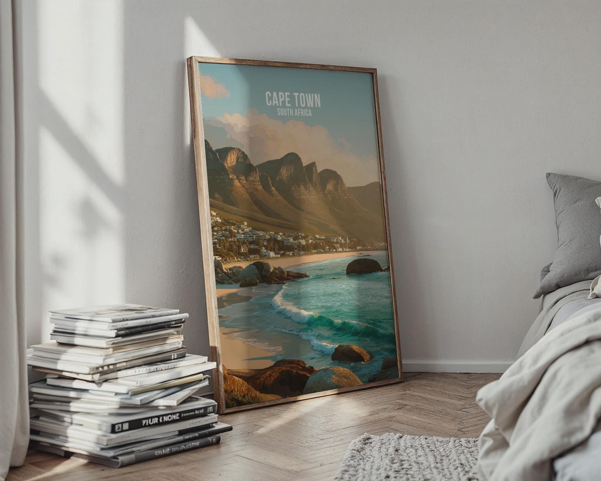 Cape Town South Africa Beach Scene Wall Art Print - Travel Wall Art