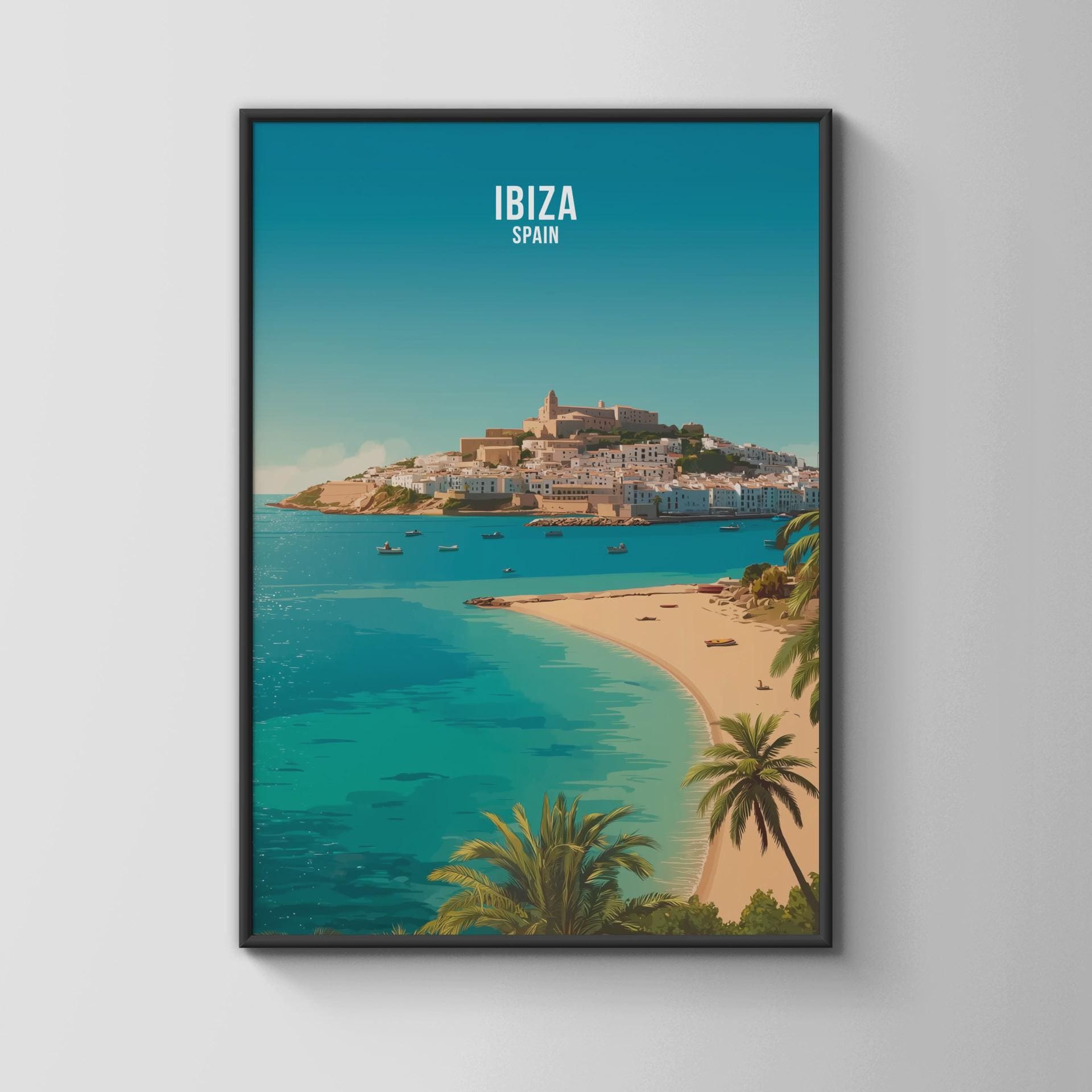 Ibiza Spain Travel Poster Art Print - Travel Wall Art