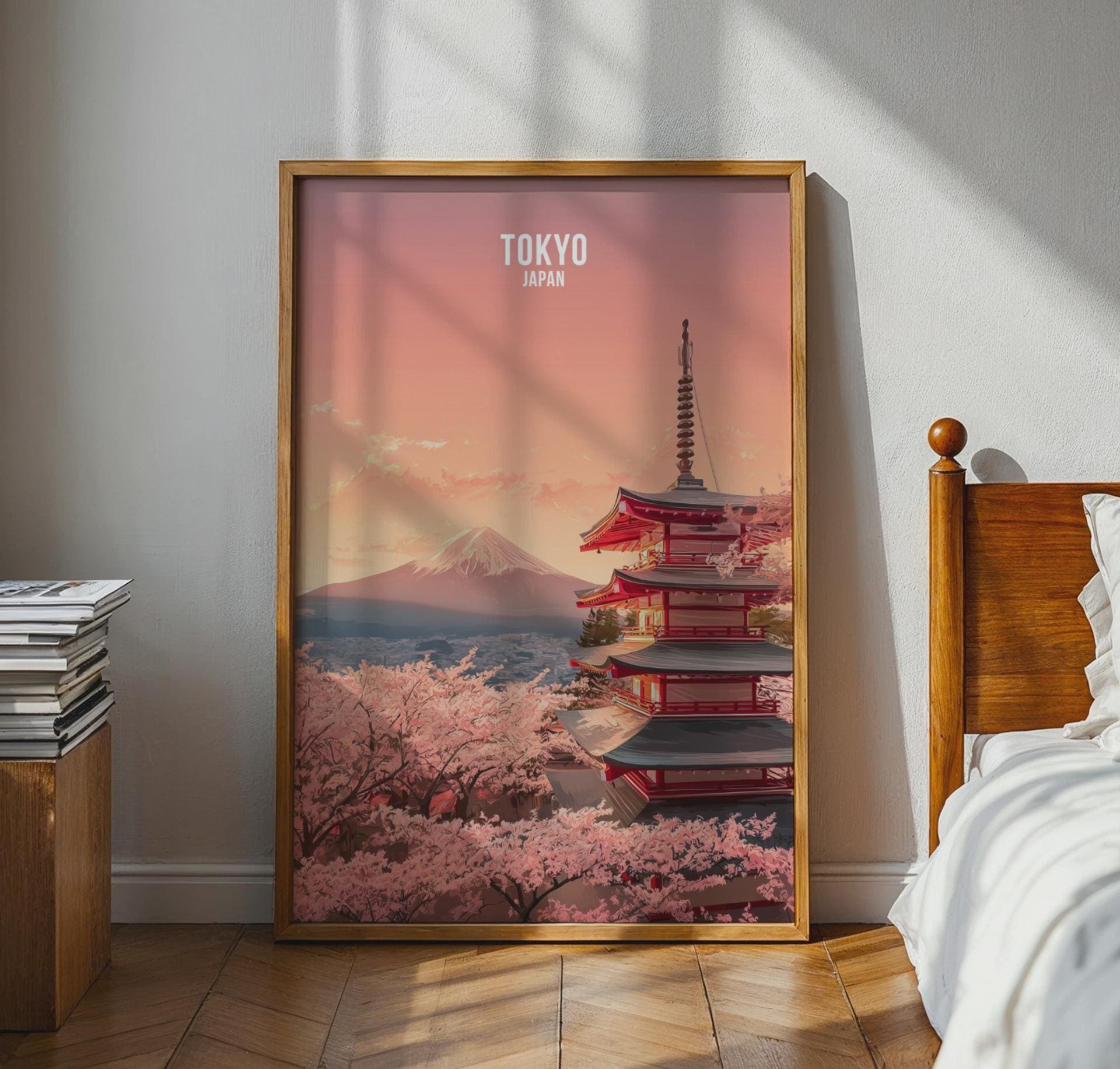 Tokyo Japan Print Sakura and Mount Fuji Wall Art - Travel Wall Art