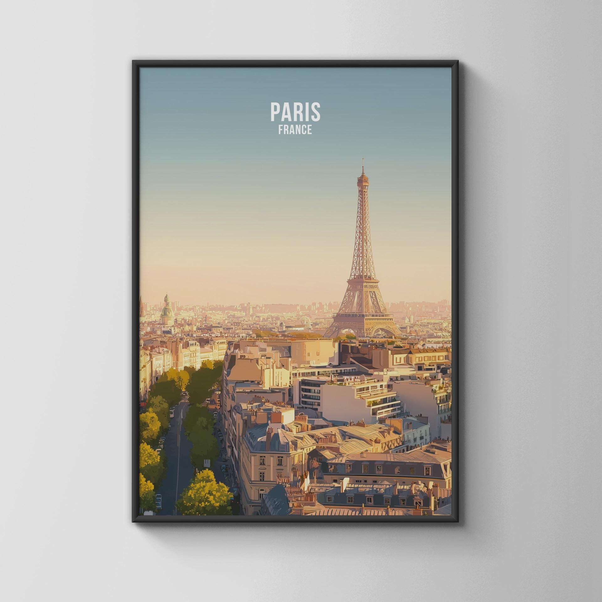 Paris France Print Minimalist Architecture Cityscape Poster - Travel Wall Art