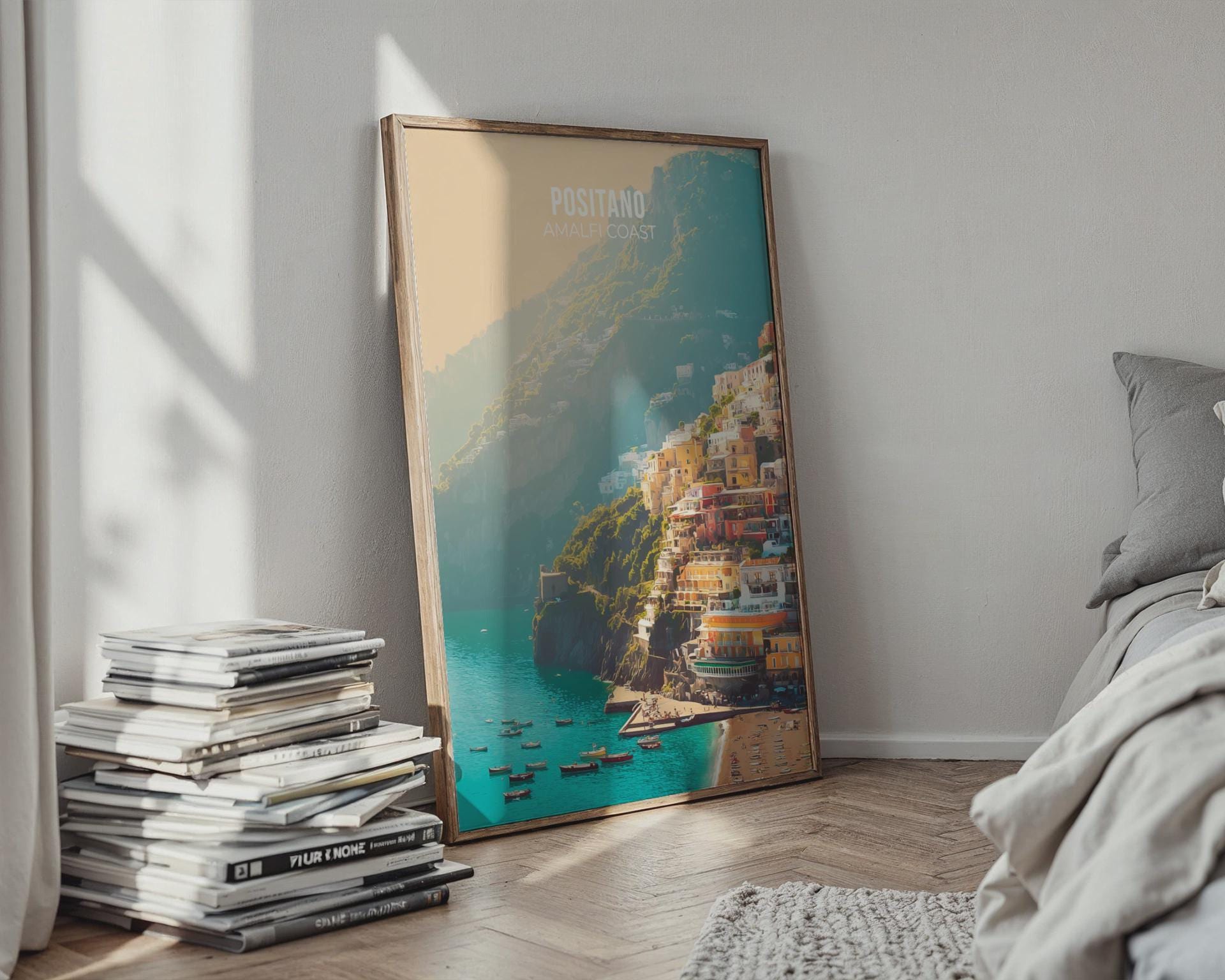 Positano Amalfi Coast Art Print Landscape Scenery - Travel Wall Art