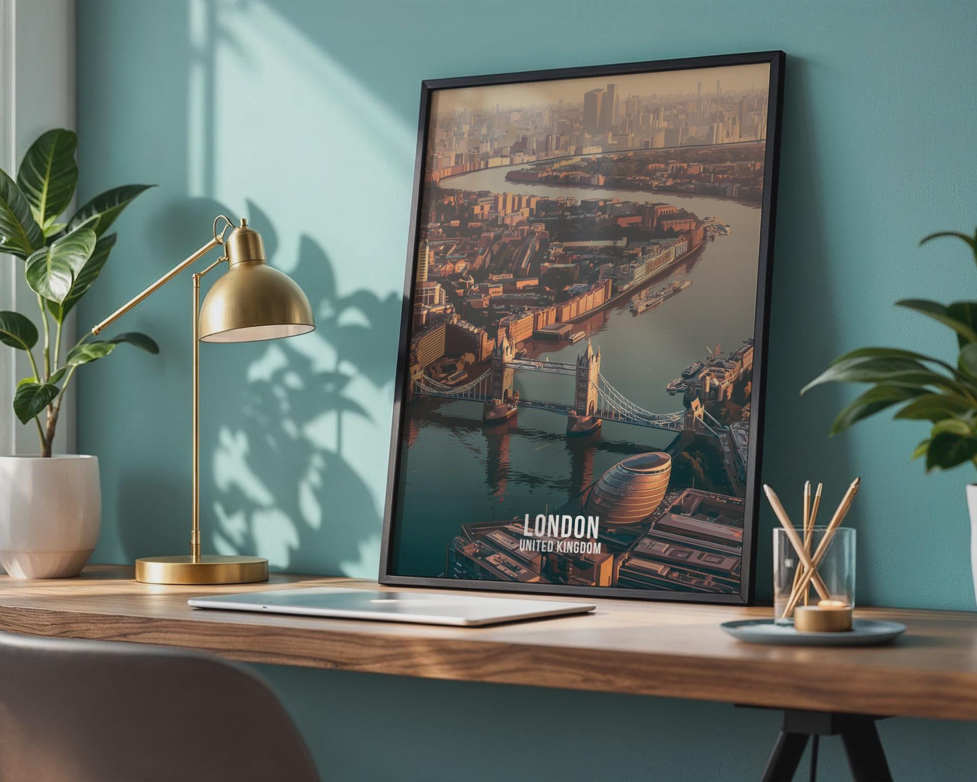 London Cityscape Poster 3D Art Print - Travel Wall Art