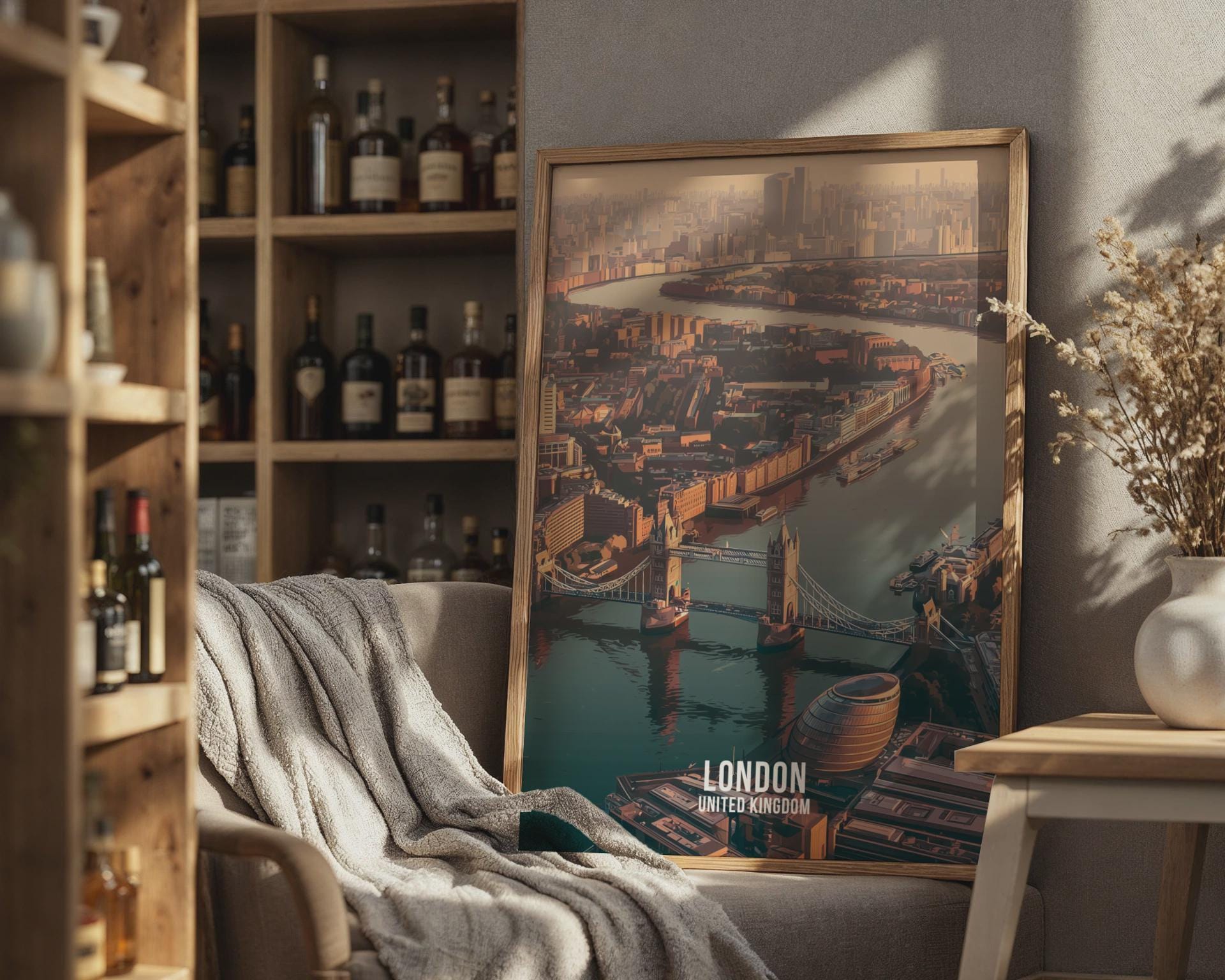 London Cityscape Poster 3D Art Print - Travel Wall Art