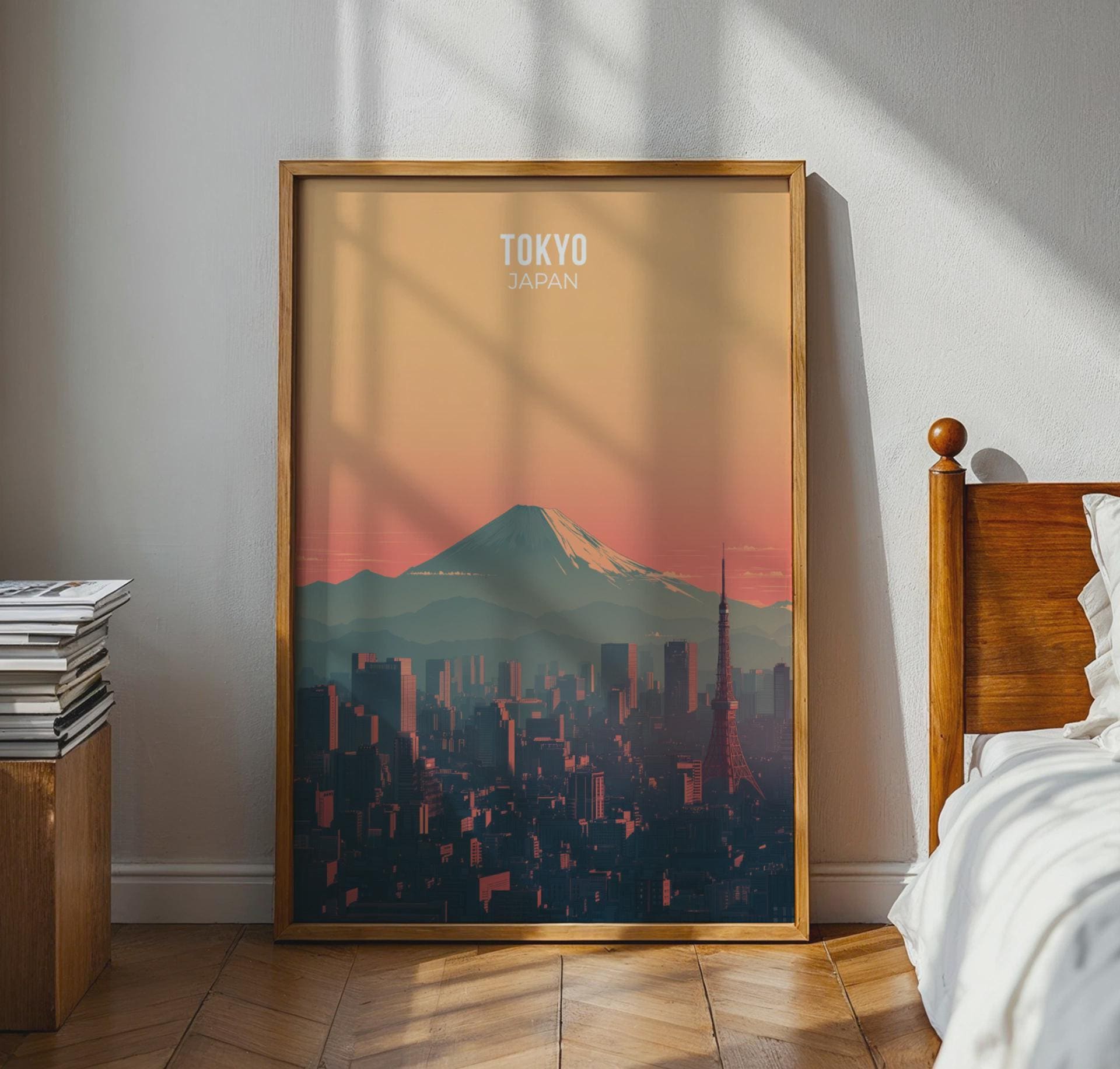 Tokyo Japan Print Mountain Fuji Cityscape Wall Art - Travel Wall Art