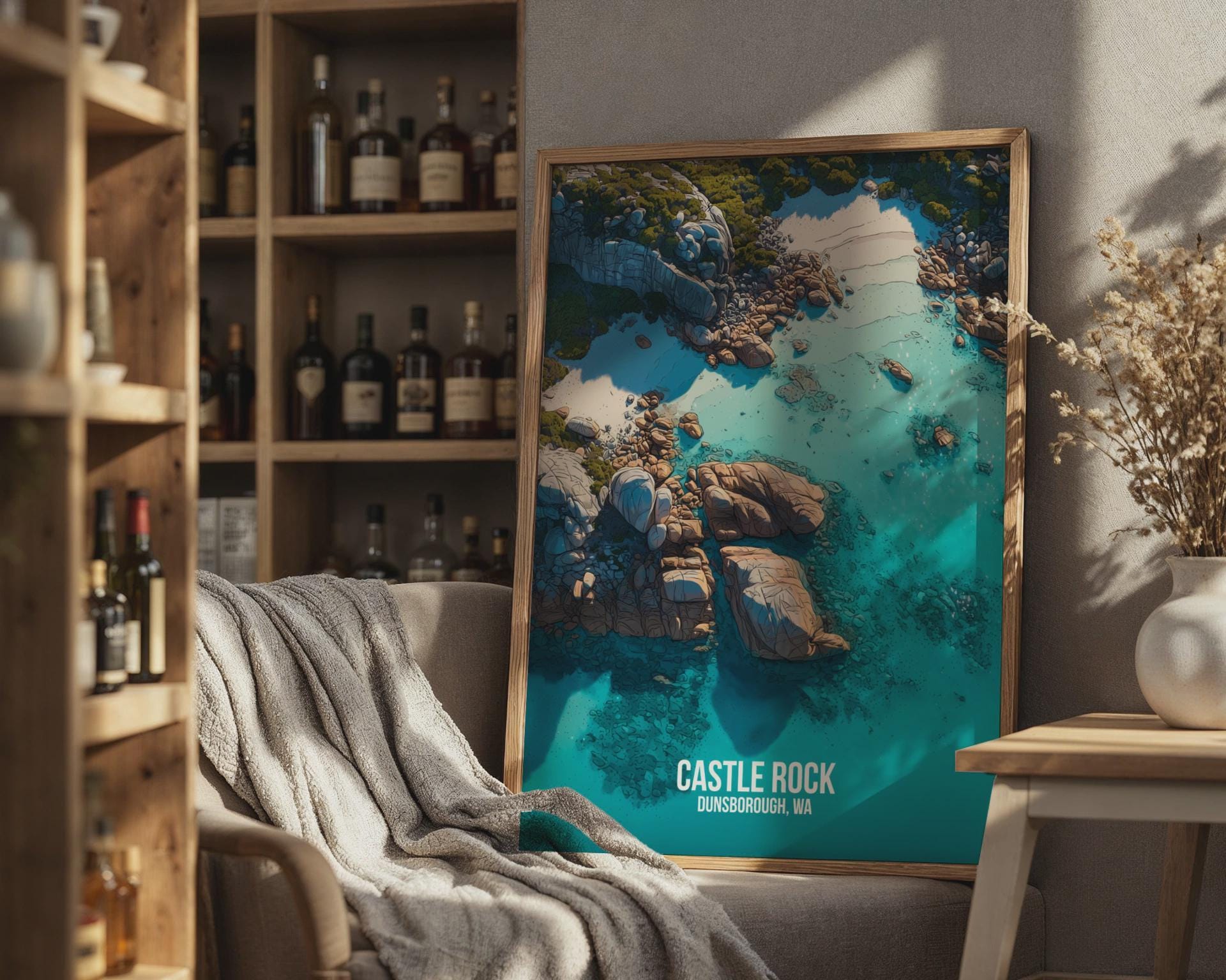 Castle Rock Dunsborough WA Print Coastal Art Poster - Travel Wall Art