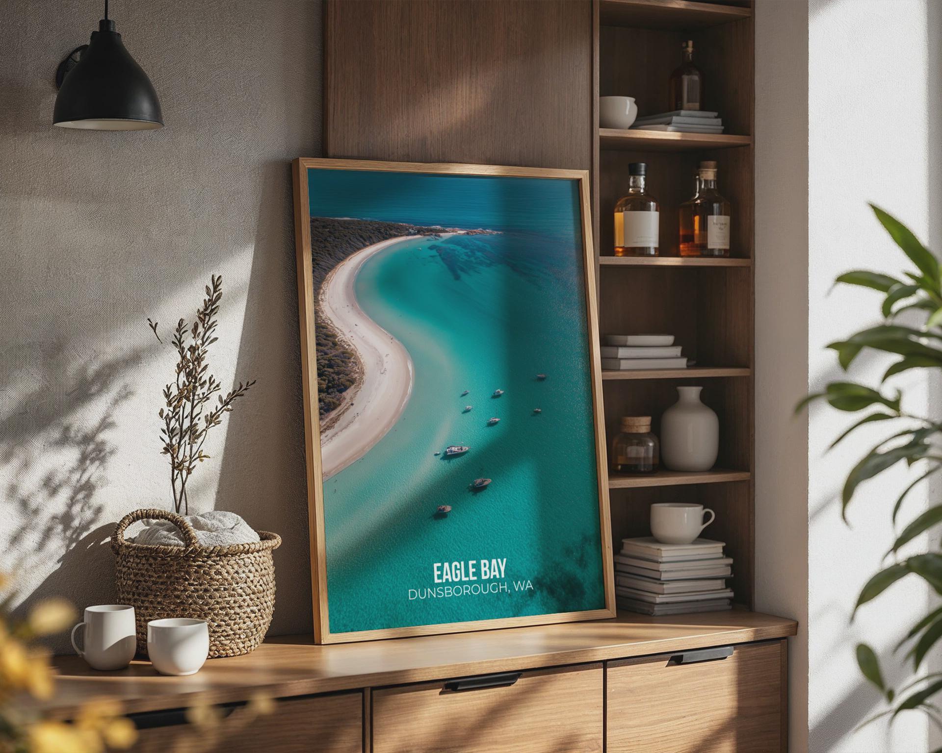 Eagle Bay Dunsborough Wall Art Poster Print Aerial View Beach Landscape - Travel Wall Art